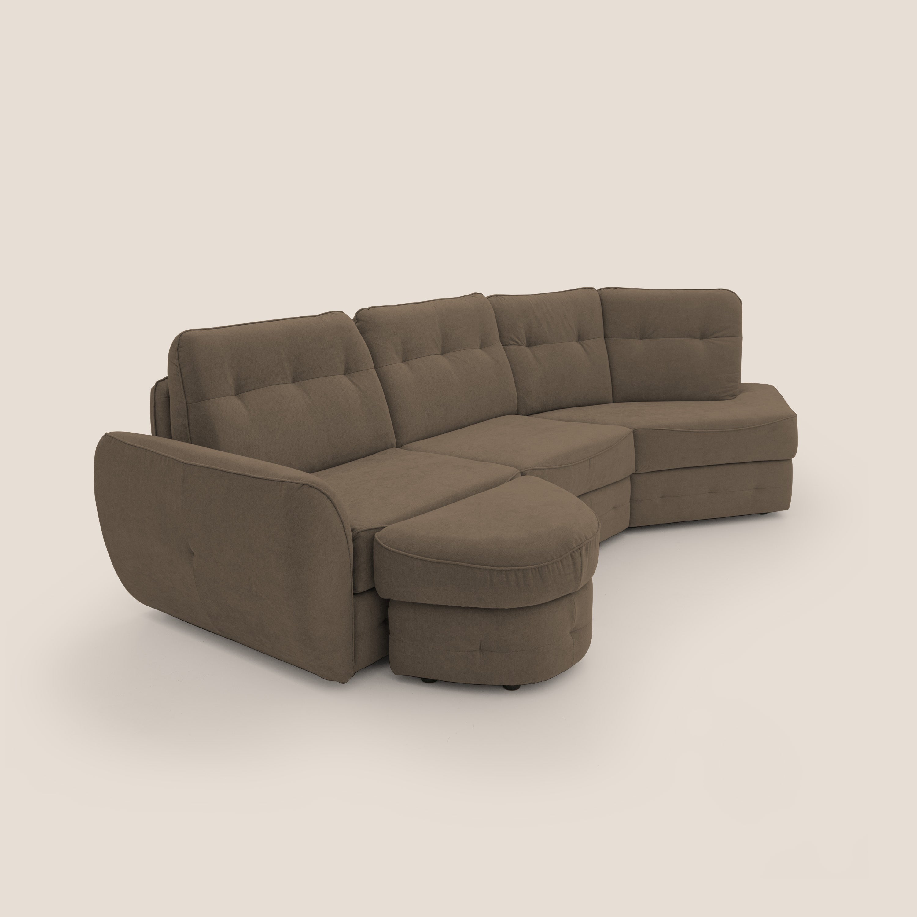 Zeus divano letto angolare con materasso H18 cm pouf mobile in tessuto impermeabile T02 - divani.store