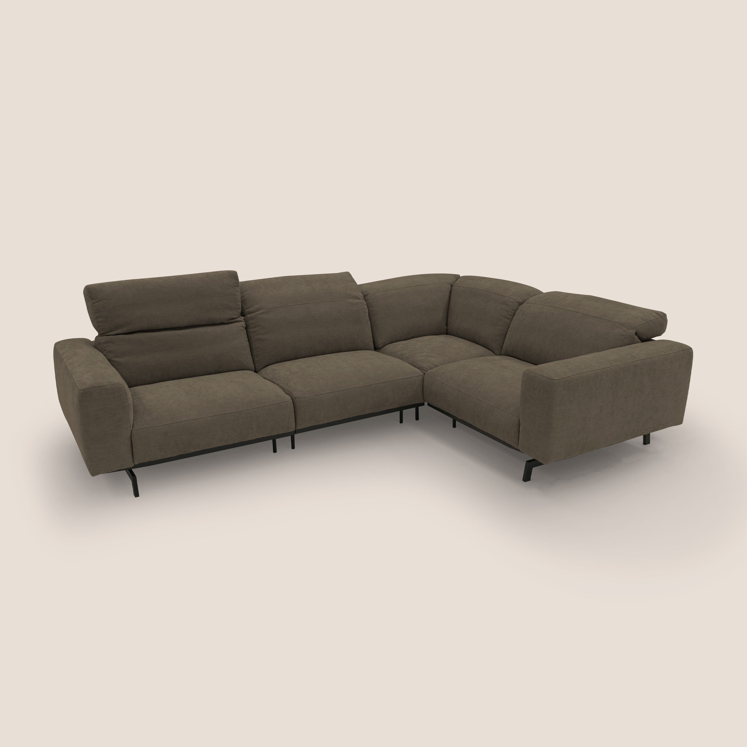 Sakura wendbares, modulares Ecksofa aus weichem, wasserfestem geflammtem Stoff T14 braun