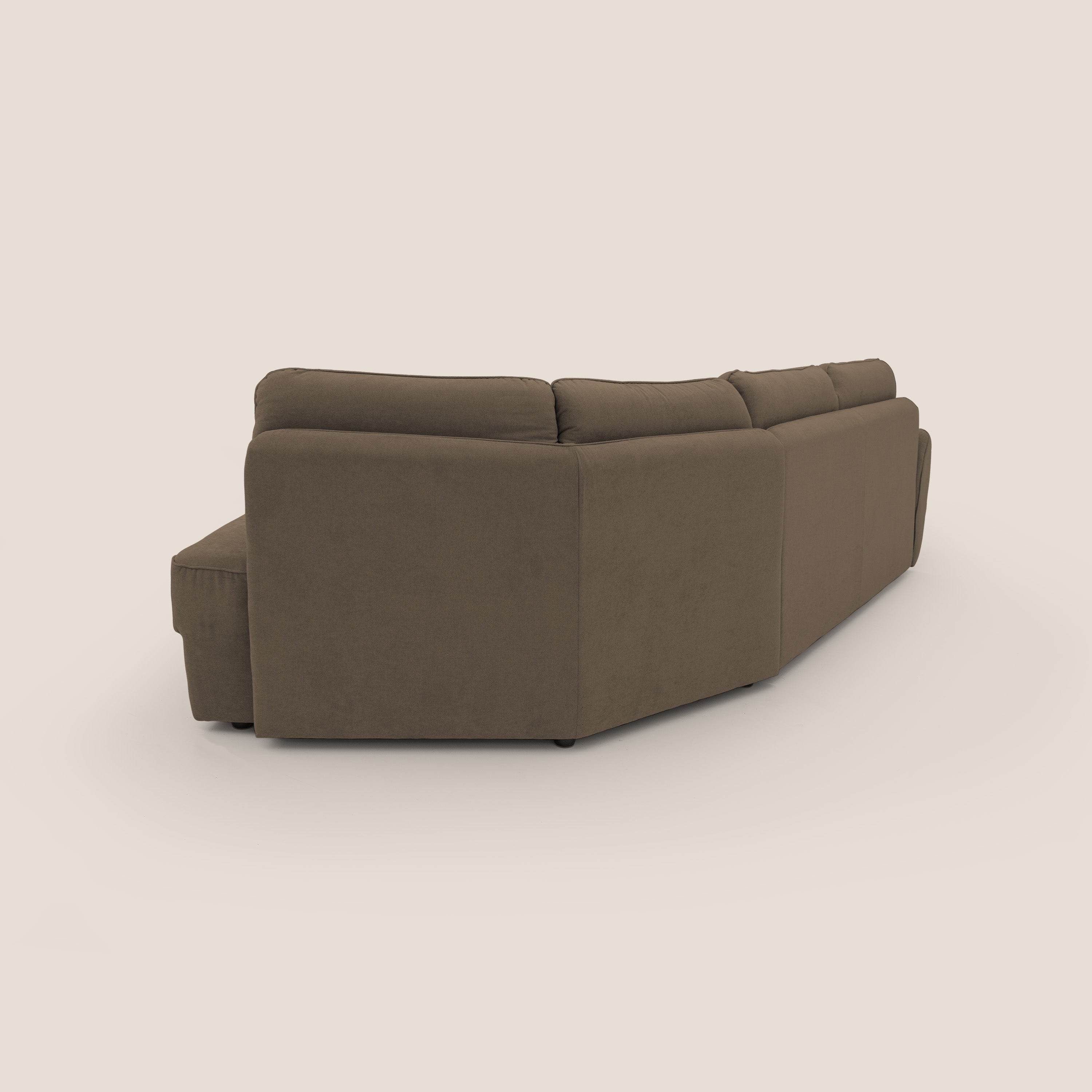 Zeus divano letto angolare con materasso H18 cm pouf mobile in tessuto impermeabile T02 - divani.store