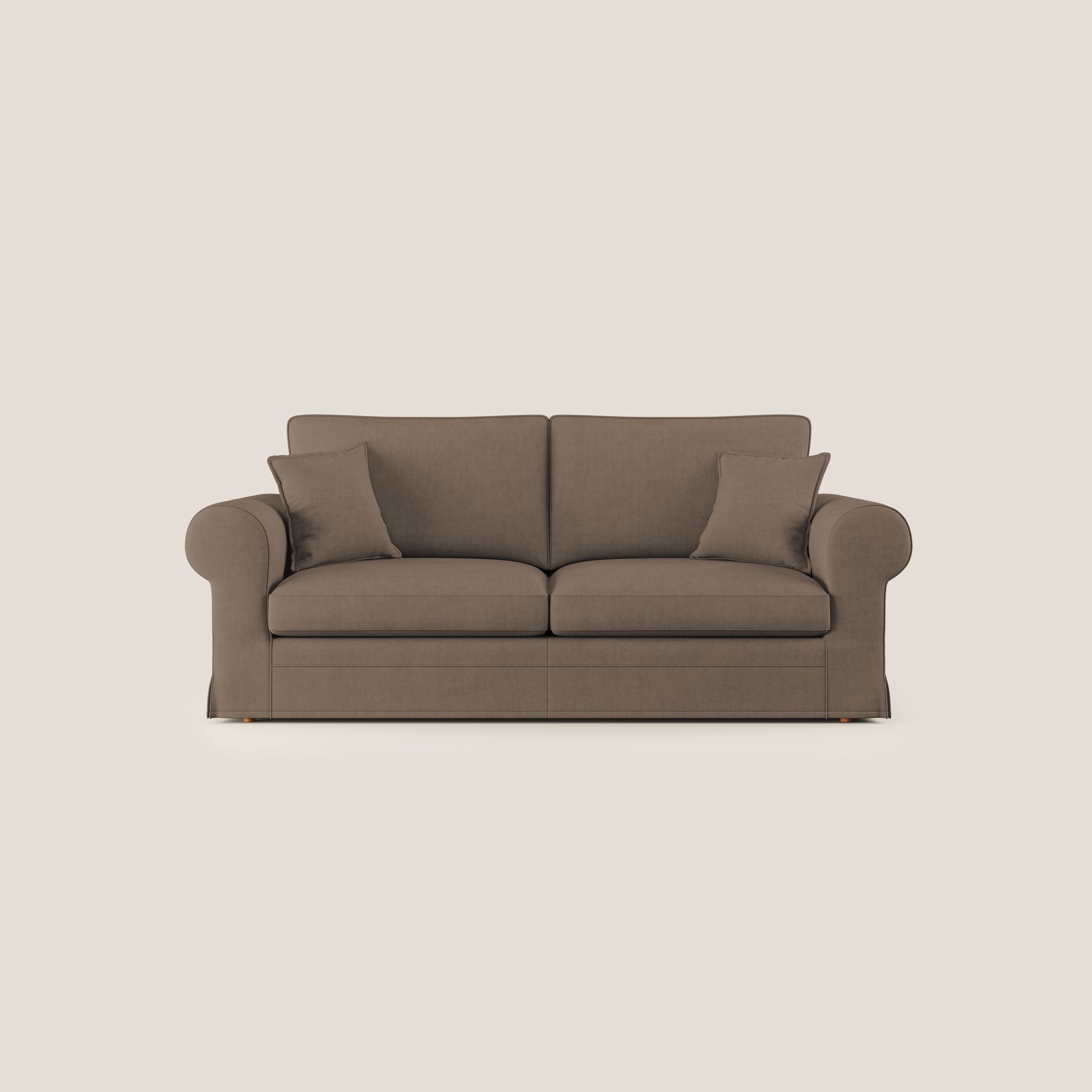 Lady divano classico in piuma d'oca realizzato con tessuto impermeabile T02 marrone - divani.store