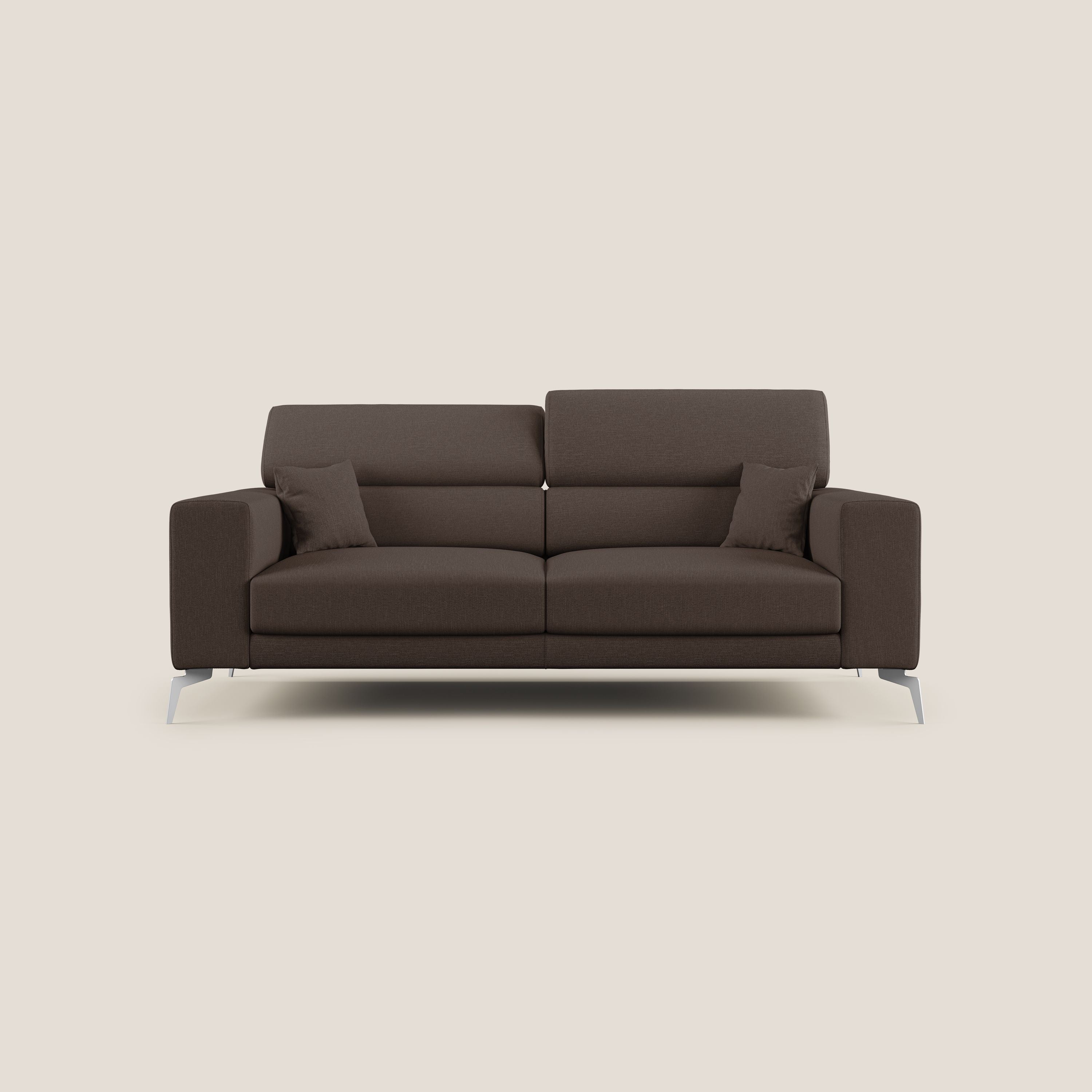 Blade Divano con poggiatesta reclinabili in tessuto impermeabile misto cotone T13 marrone - divani.store