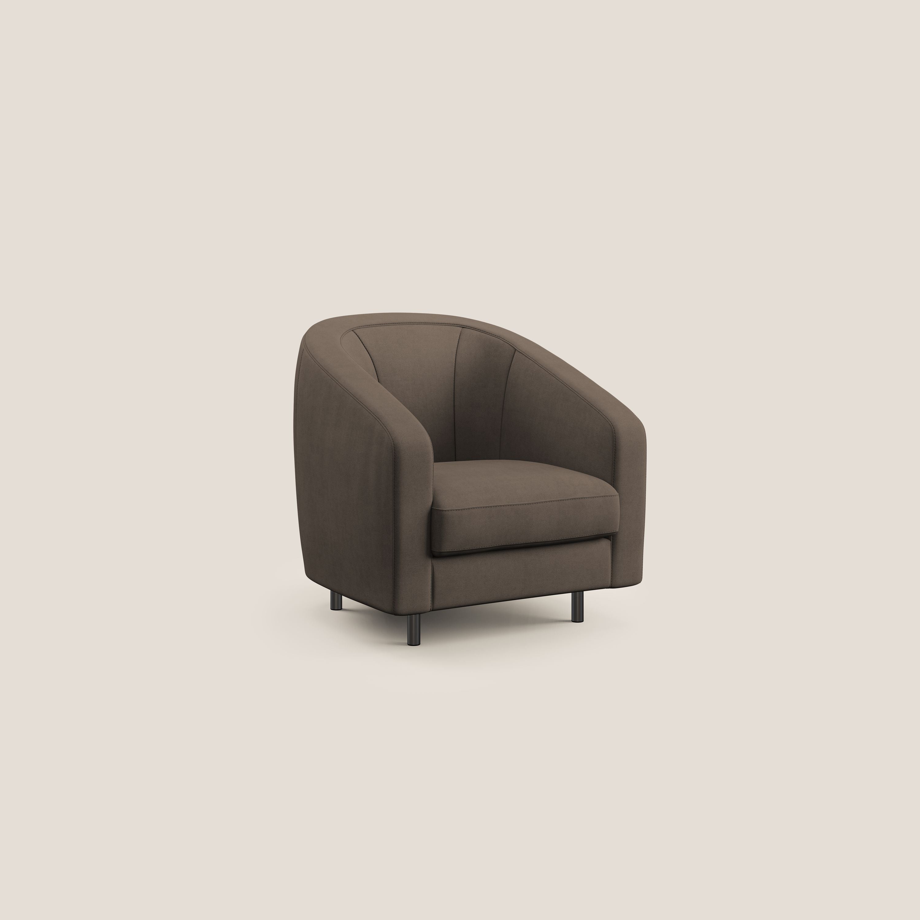 Pandora Poltroncina in tessuto morbido impermeabile T02 marrone - divani.store