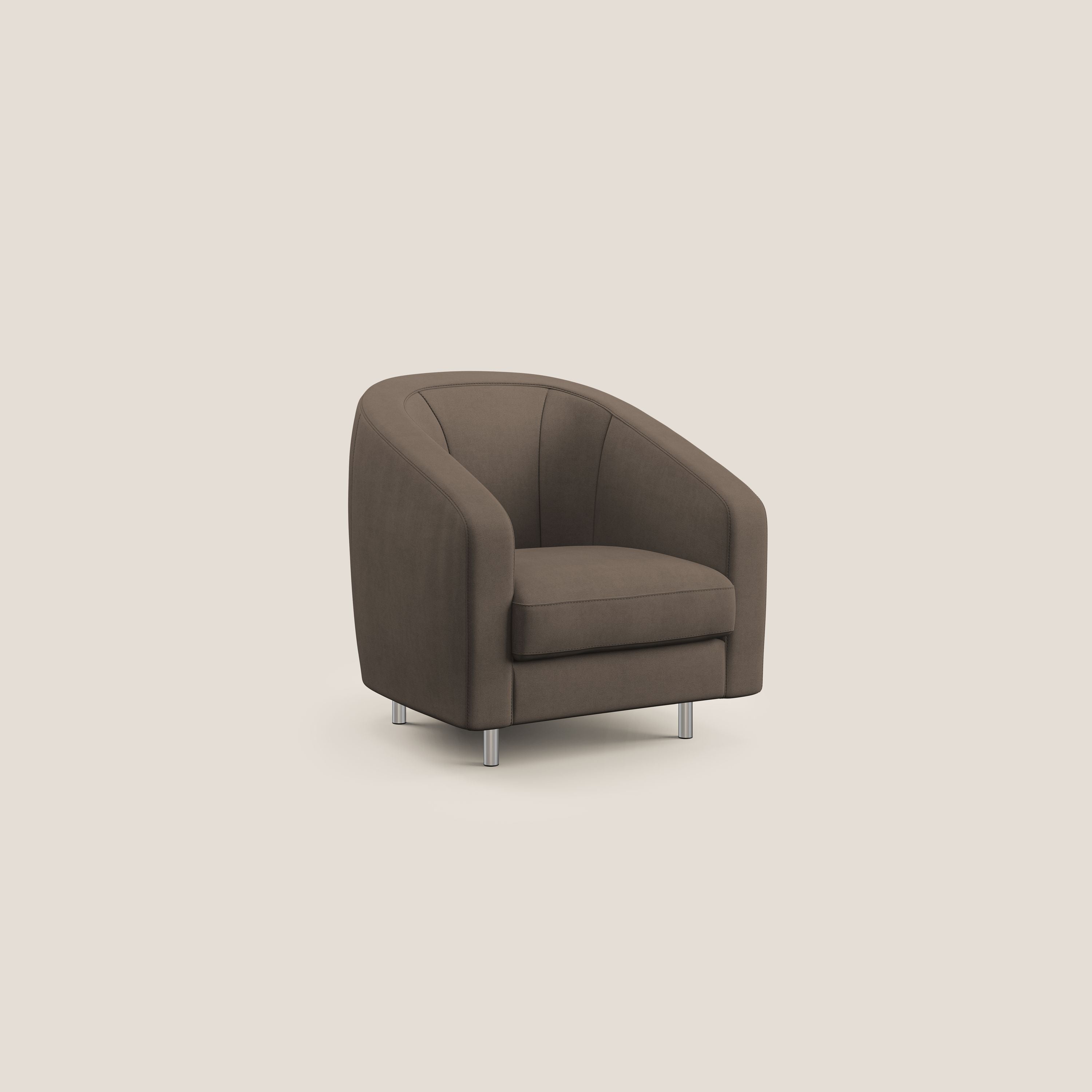 Sally Poltroncina in tessuto morbido impermeabile T02 marrone - divani.store