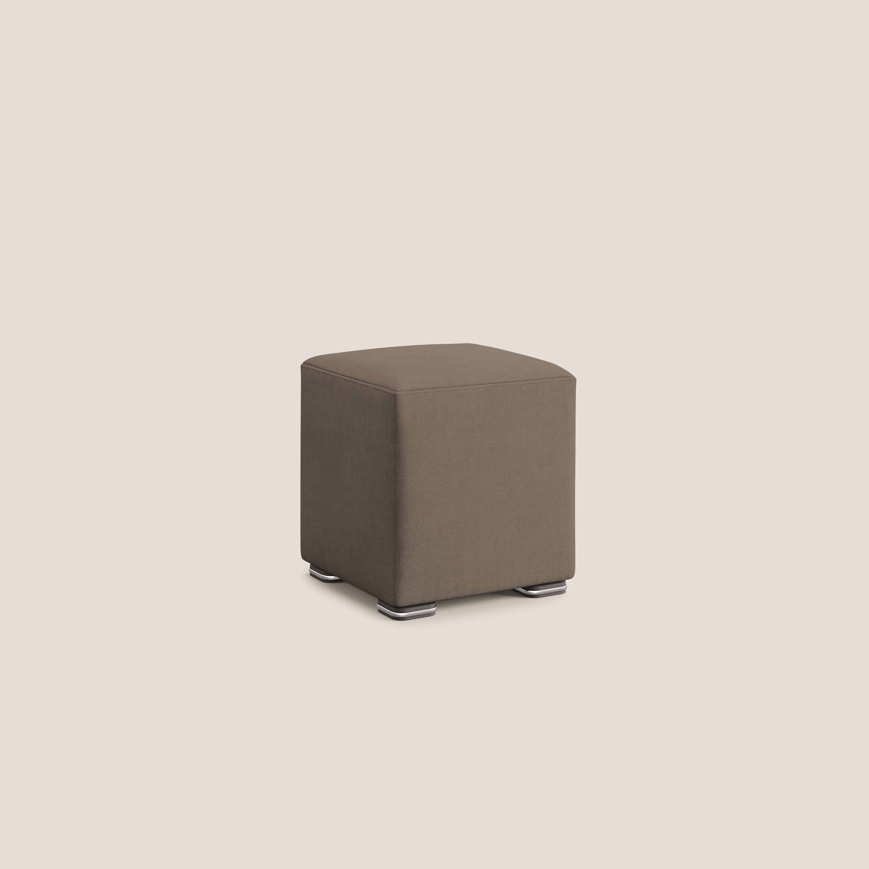 Cube pouf in tessuto morbido impermeabile T02 marrone - divani.store