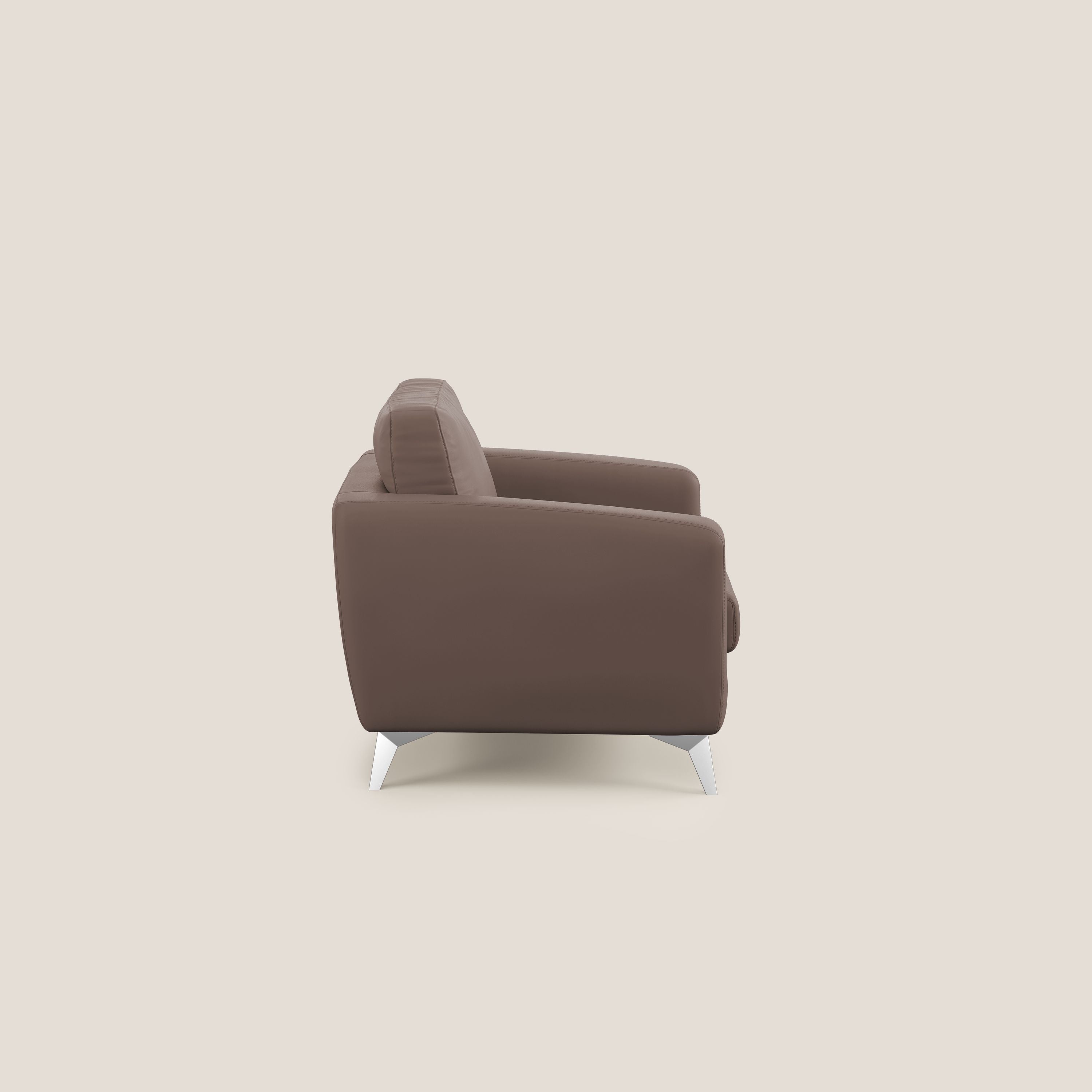 Orione Poltroncina in ecopelle moderna e impermeabile T04 marrone - divani.store