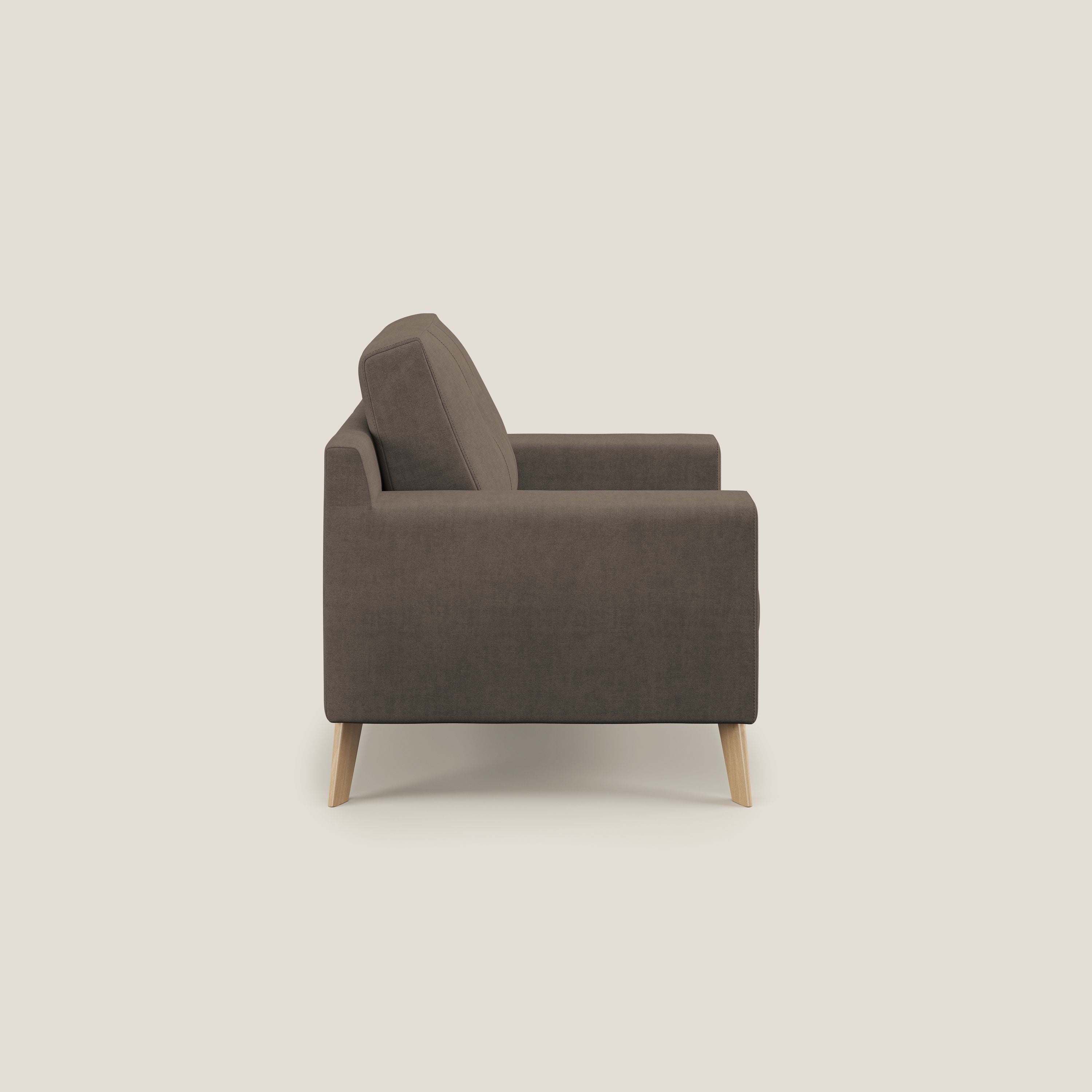 Danish poltroncina in tessuto morbido impermeabile T02 marrone - divani.store