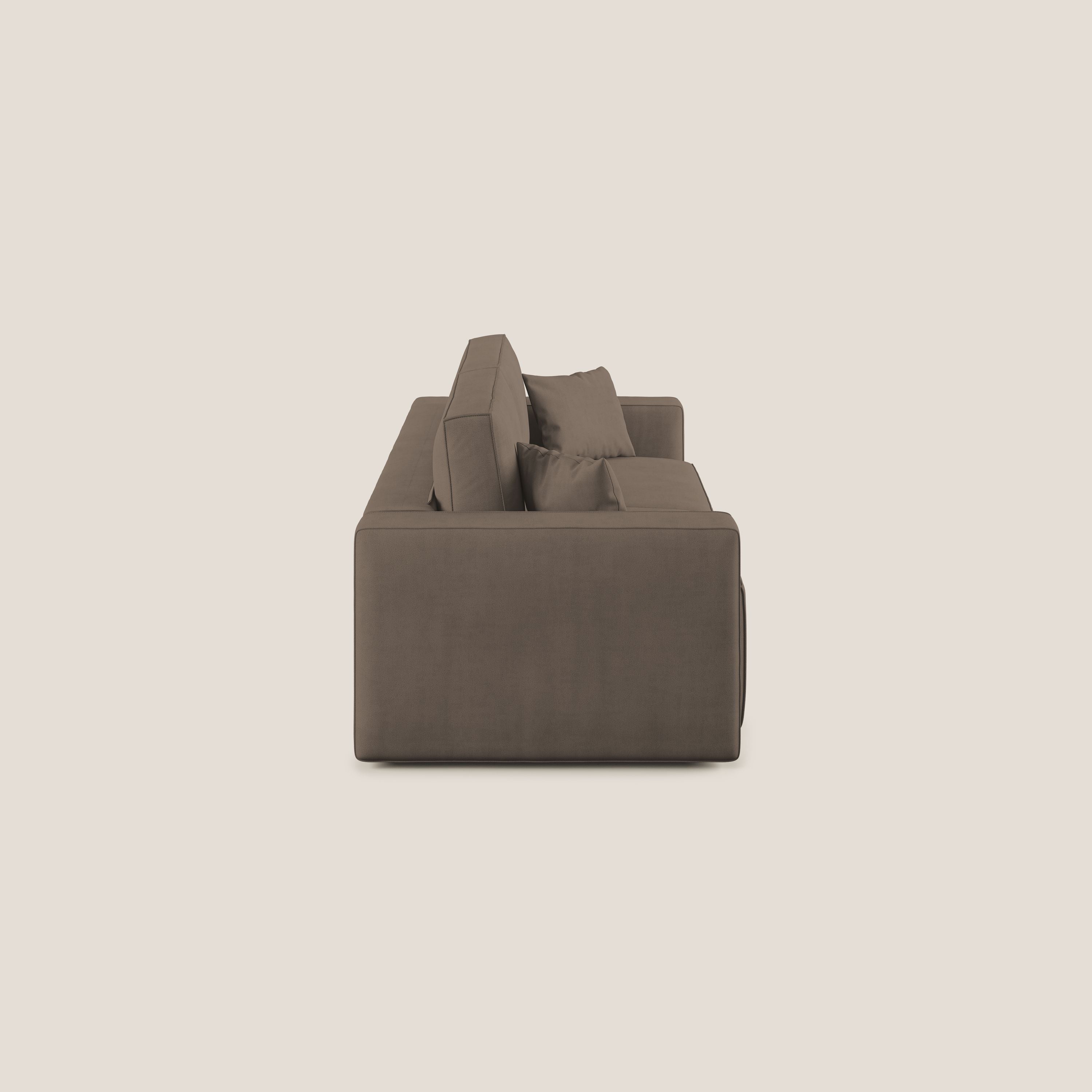 Morfeo divano con sedute estraibili in morbido tessuto impermeabile T02 marrone - divani.store