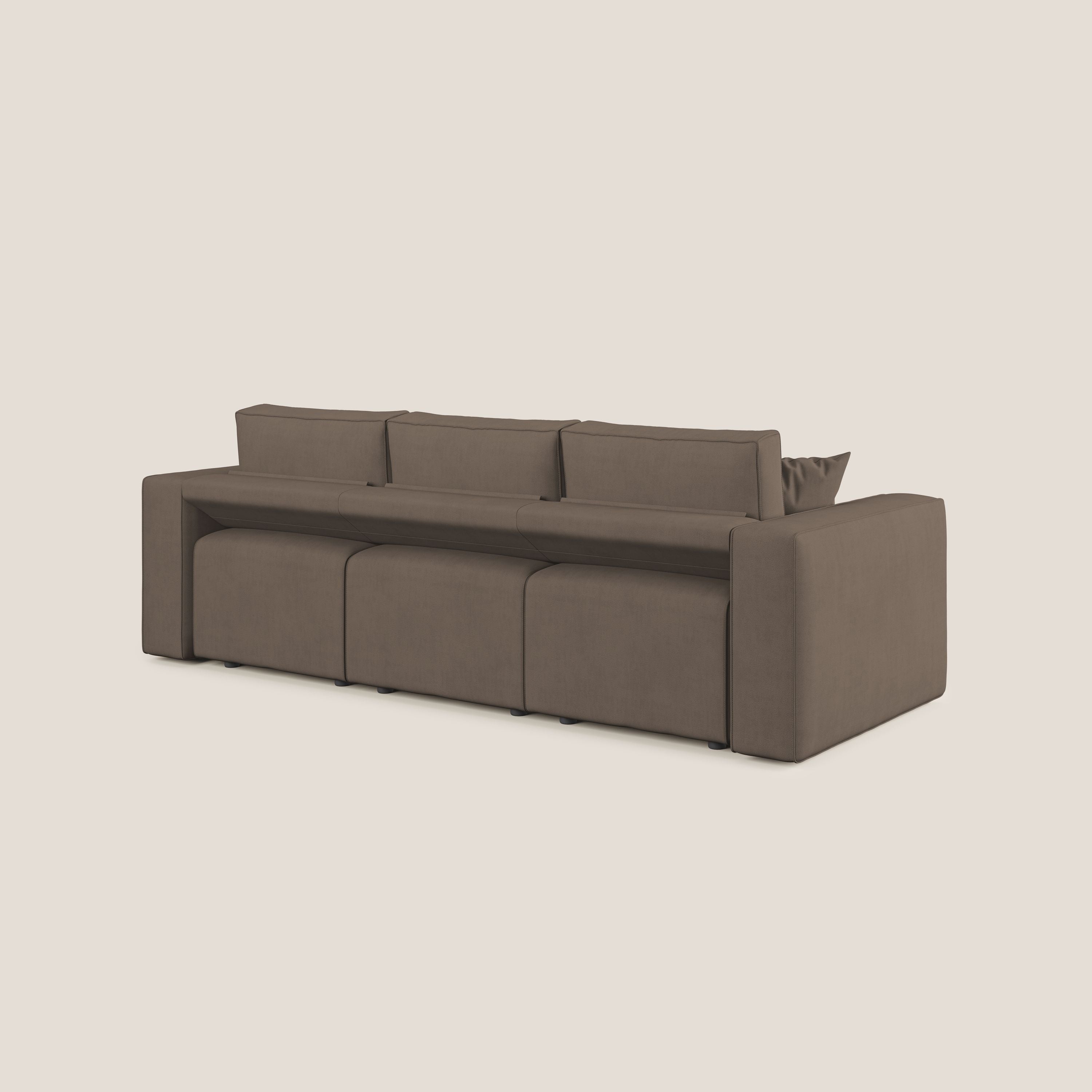 Morfeo divano con 3 sedute estraibili in morbido tessuto impermeabile T02 marrone - divani.store