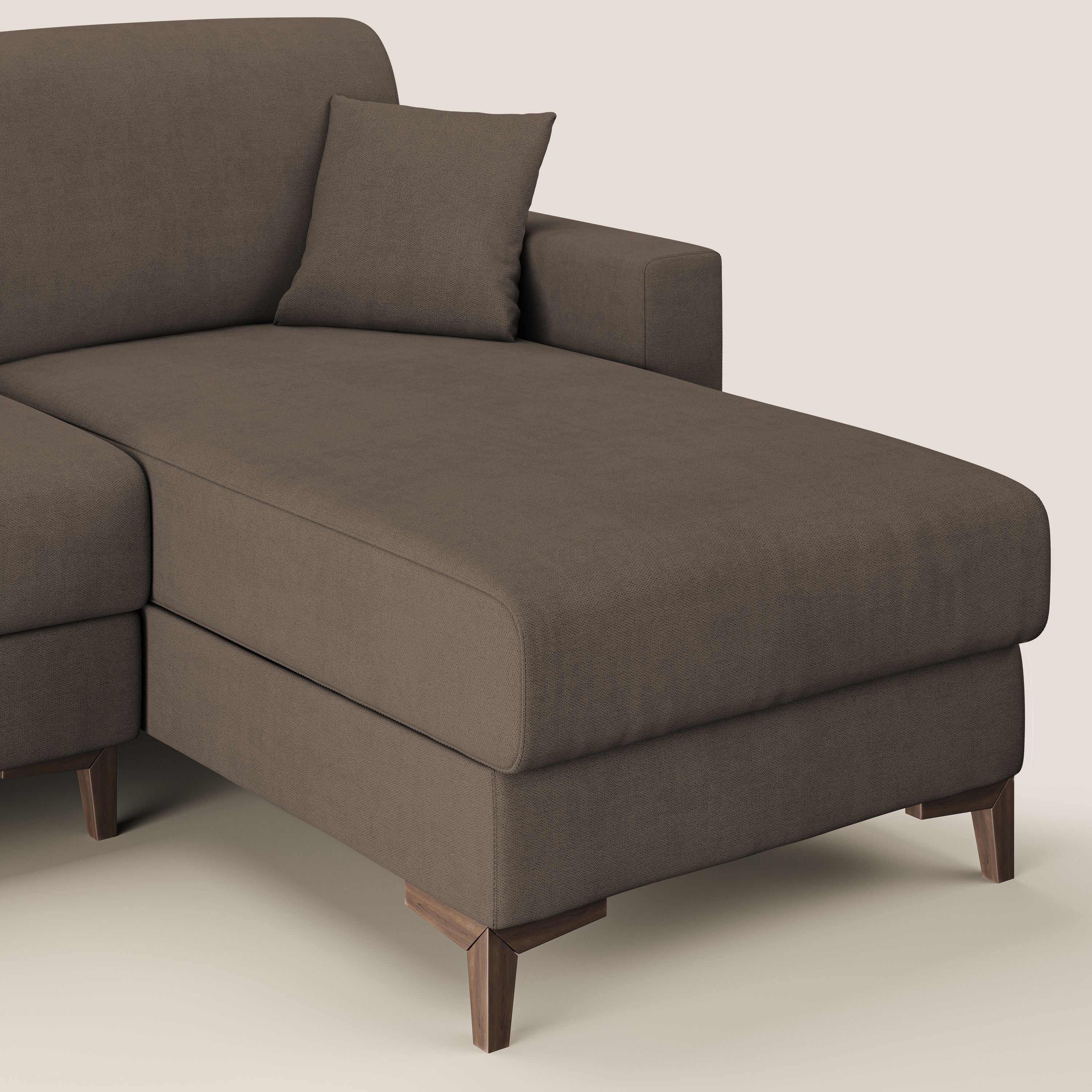 Kafka divano letto angolare in morbido tessuto impermeabile T02 marrone - divani.store