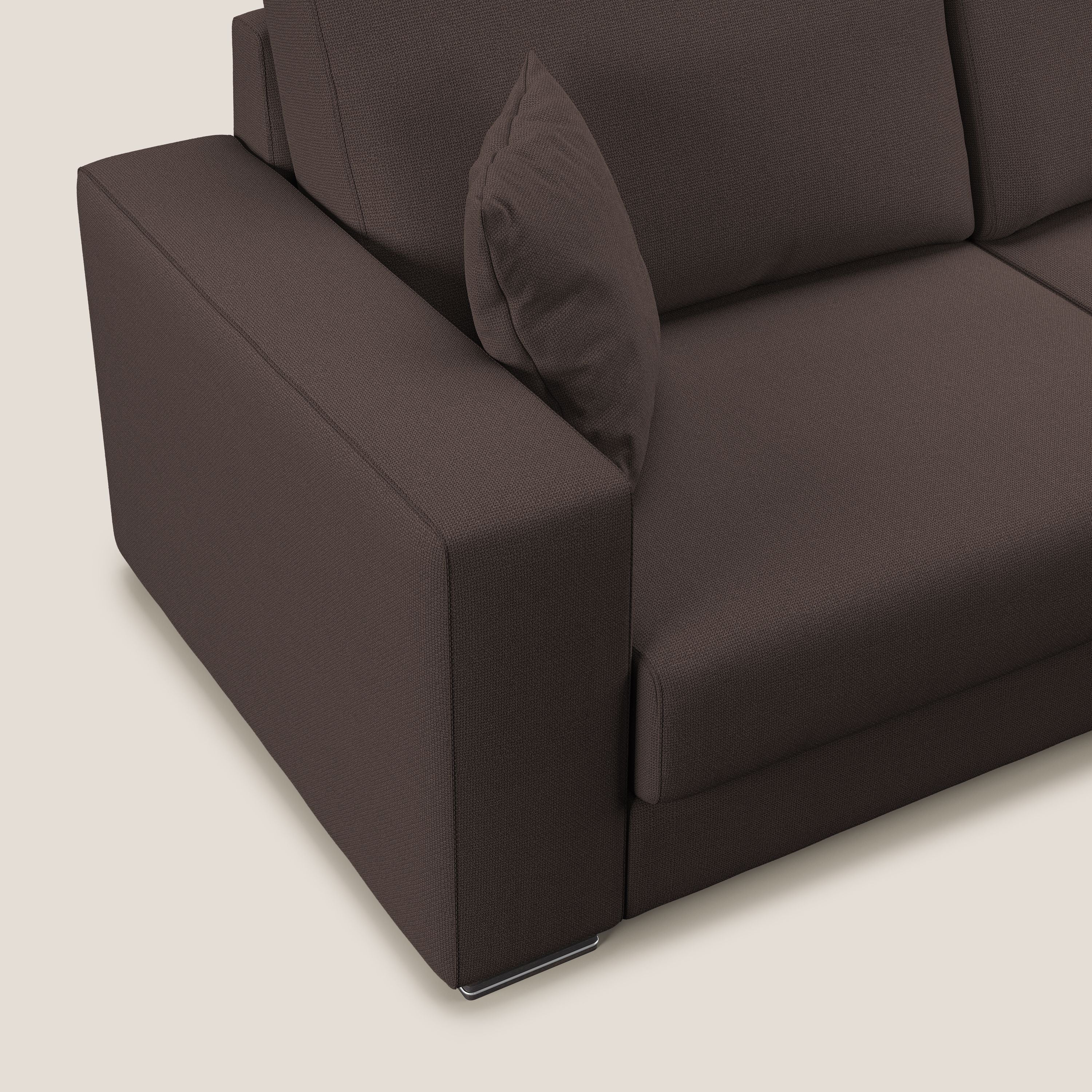 Marte divano angolare in tessuto smacchiabile impermeabile T08 marrone - divani.store