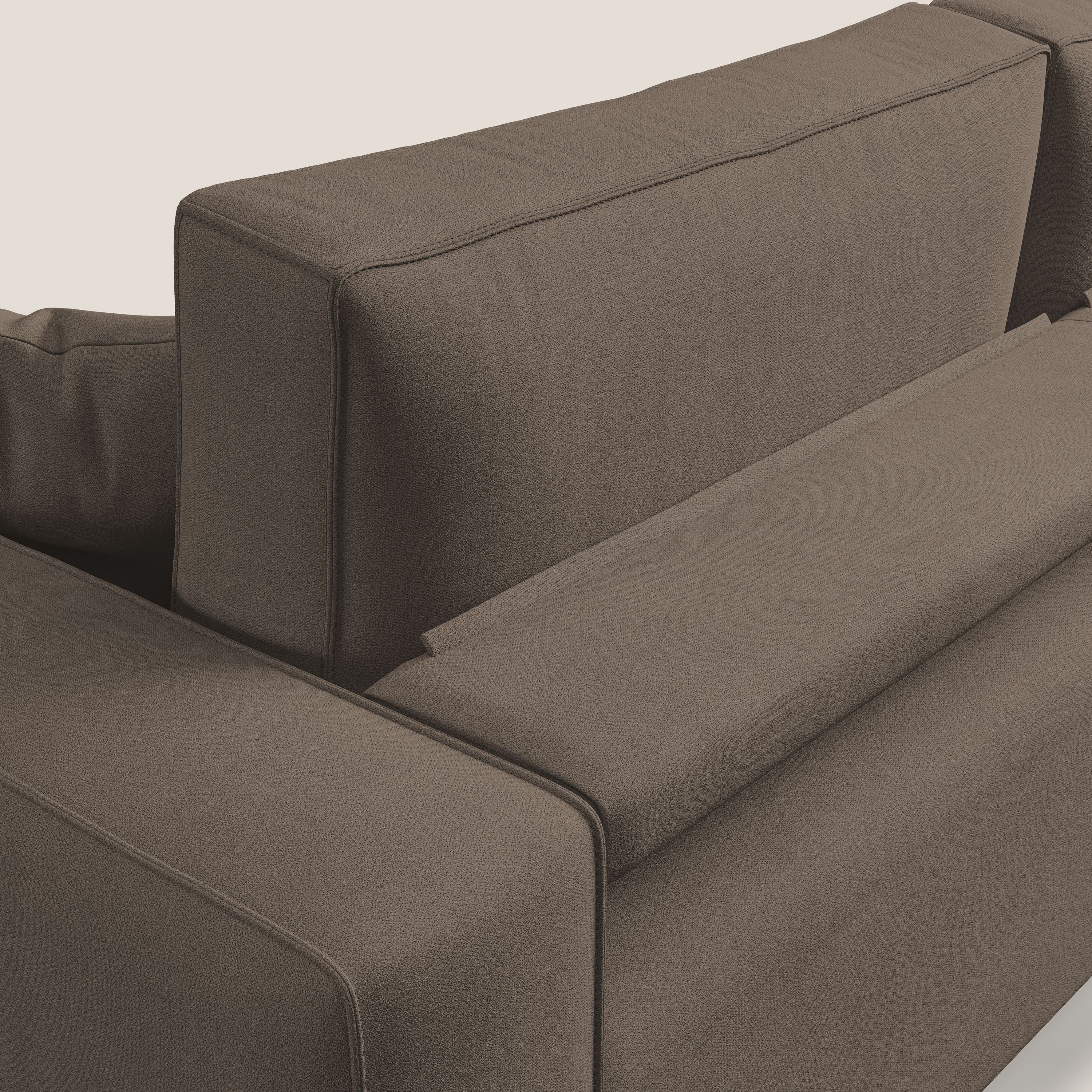 Morfeo divano con sedute estraibili in morbido tessuto impermeabile T02 marrone - divani.store