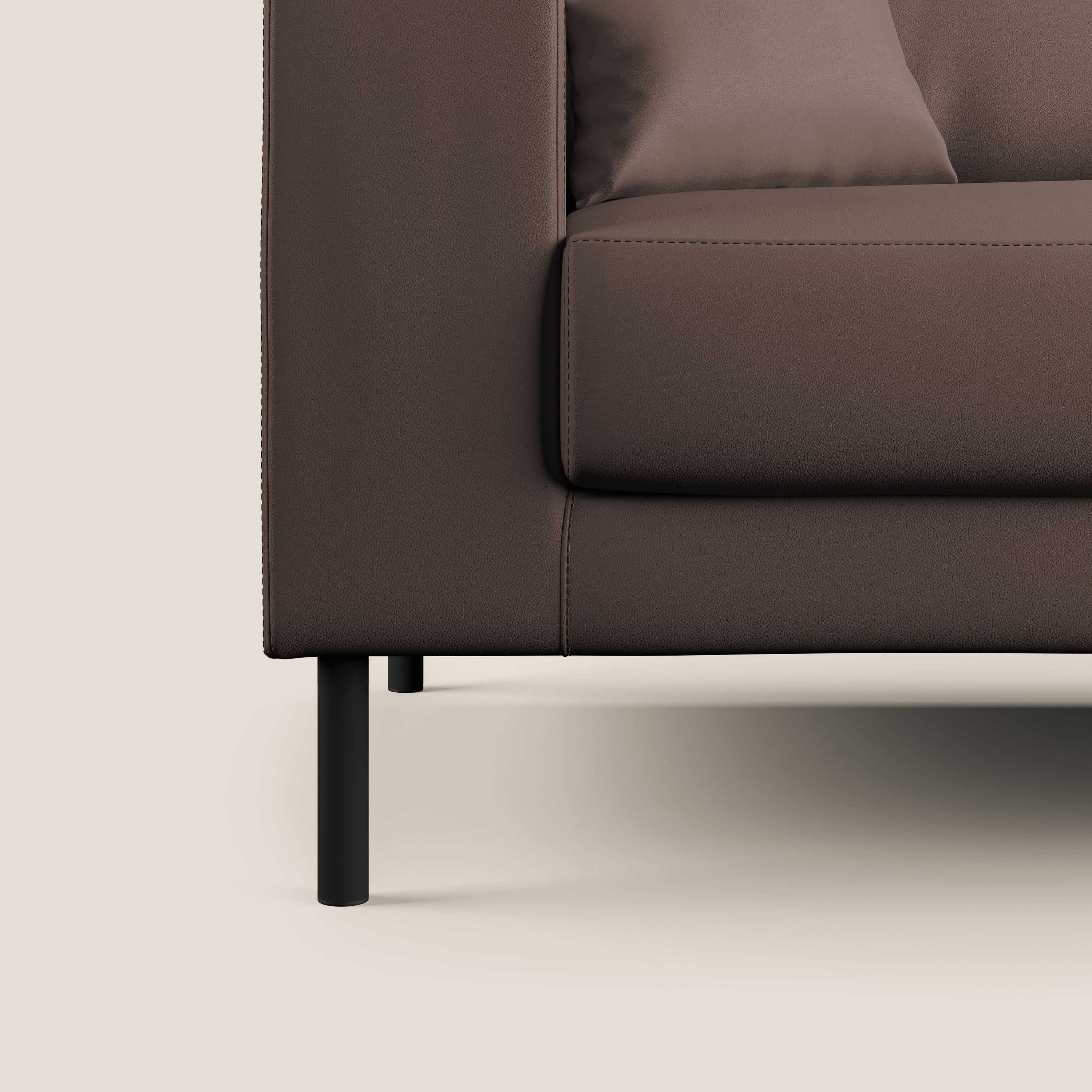 Uranio divano moderno lineare in Ecopelle impermeabile T04 marrone - divani.store