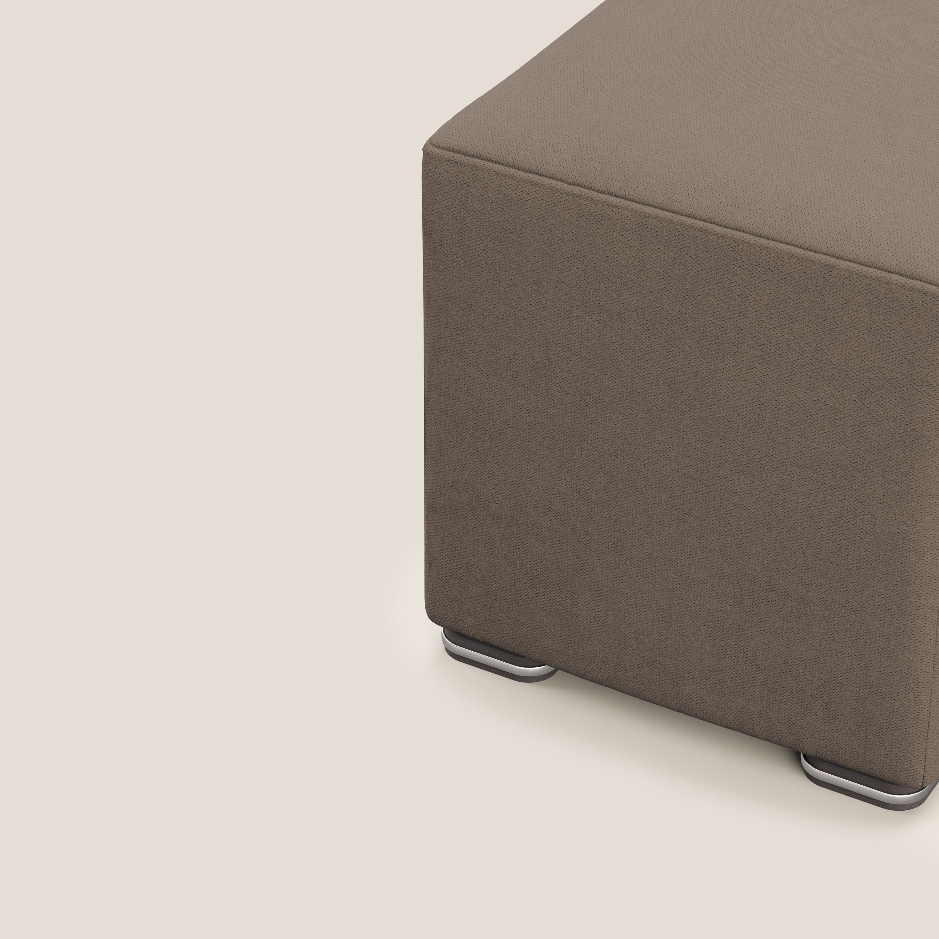 Cube pouf in tessuto morbido impermeabile T02 marrone - divani.store