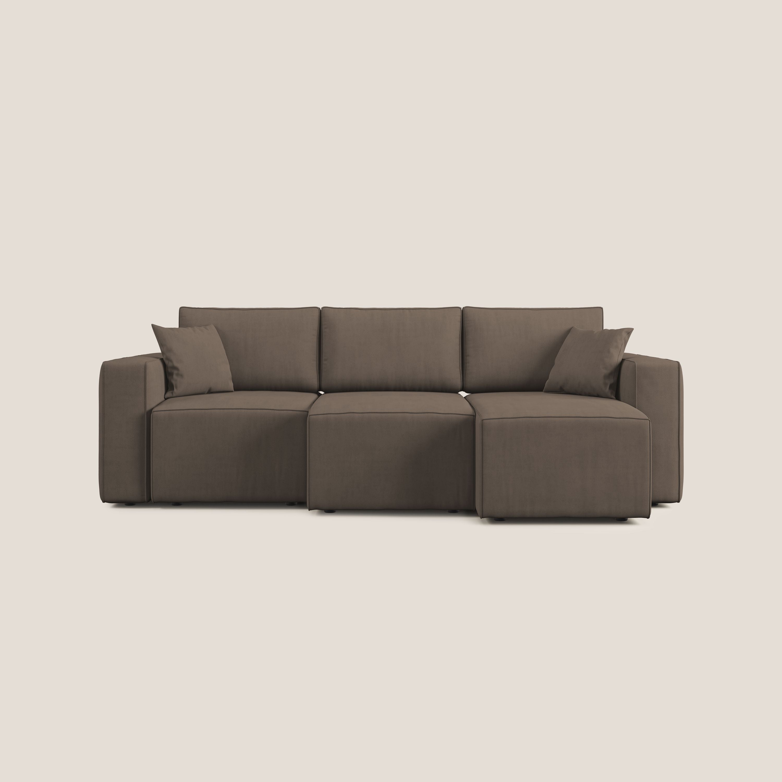 Morfeo divano con 3 sedute estraibili in morbido tessuto impermeabile T02 marrone - divani.store