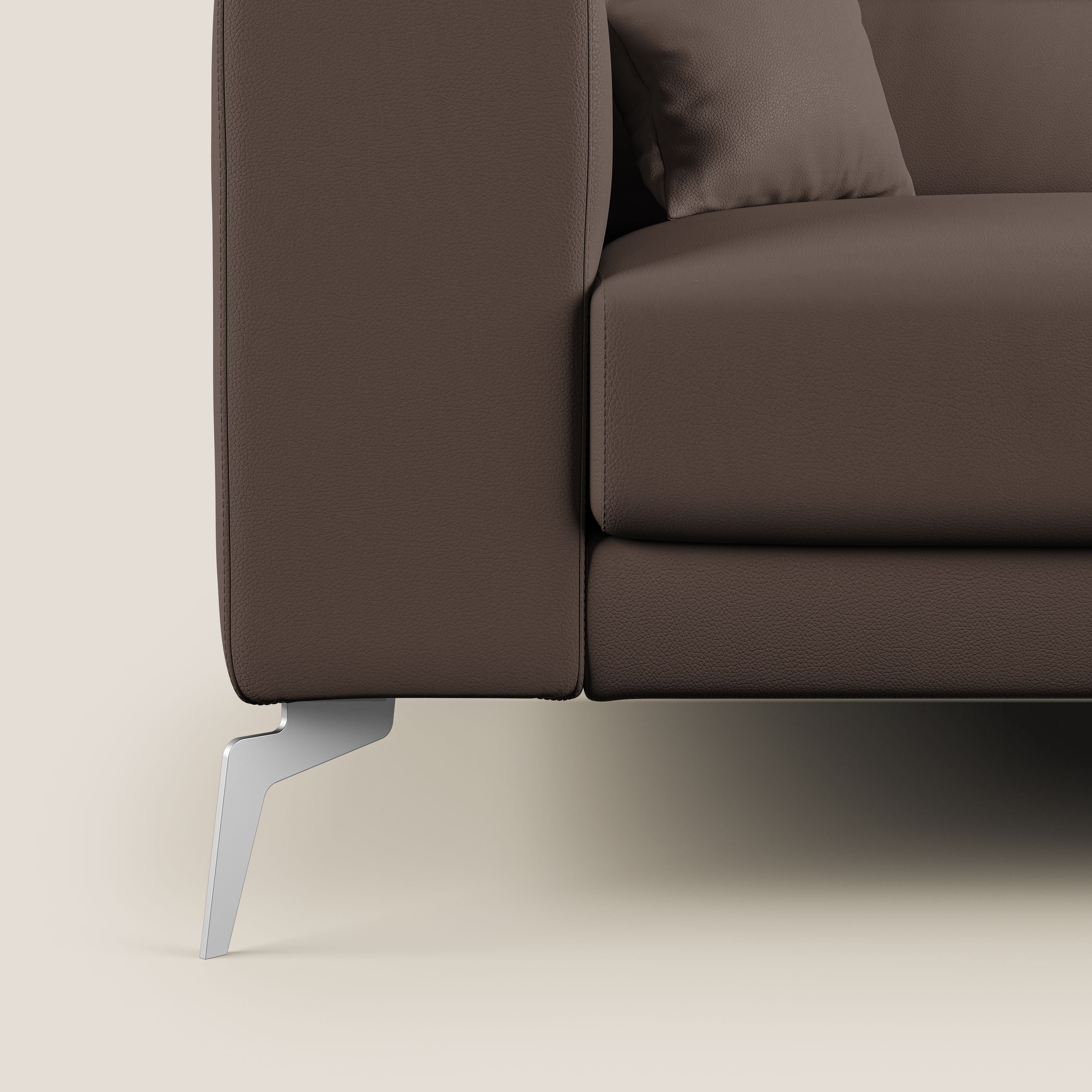 Blade Divano moderno angolare con poggiatesta reclinabili in Ecopelle T04 marrone - divani.store