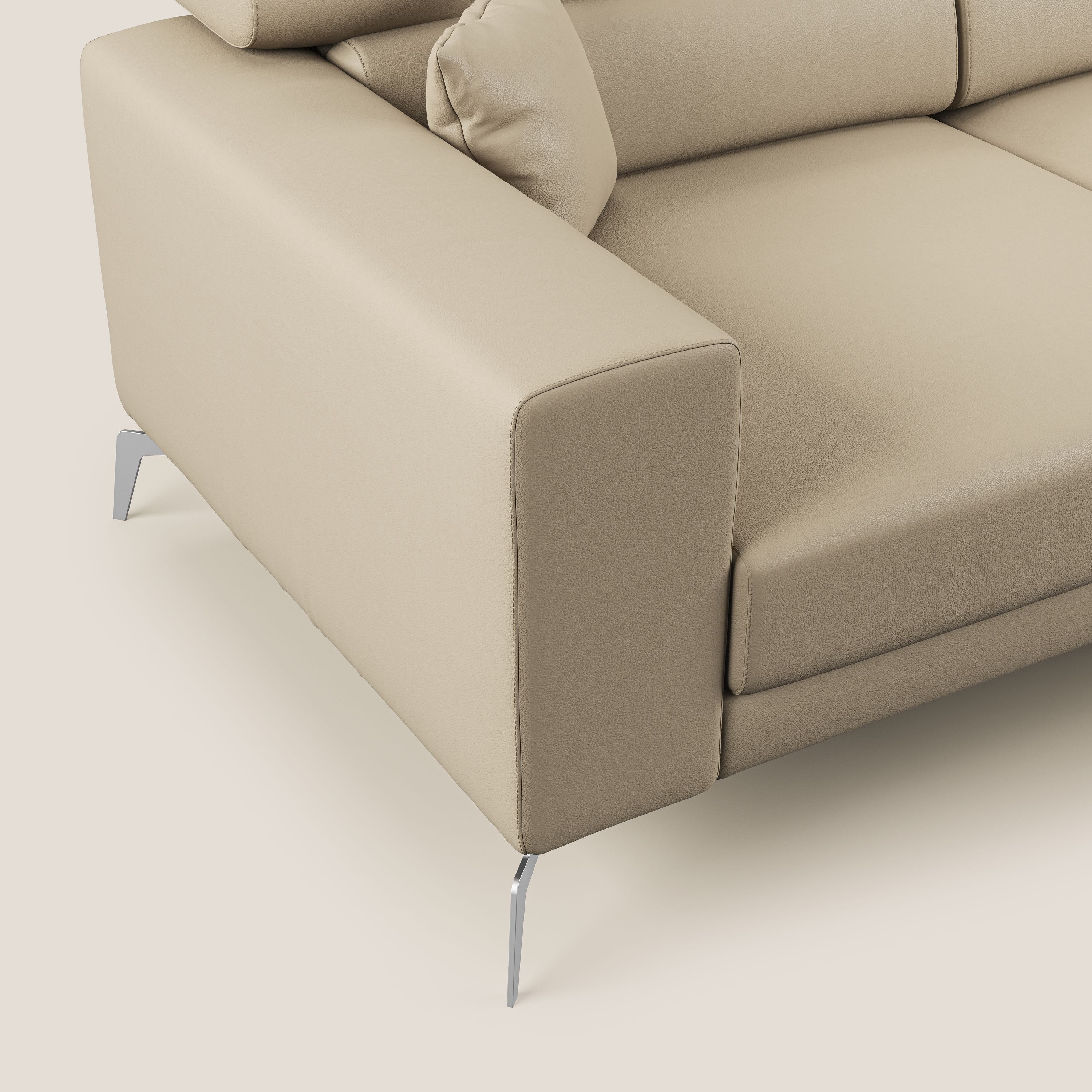 Blade Divano moderno angolare con poggiatesta reclinabili in Ecopelle T04 panna - divani.store