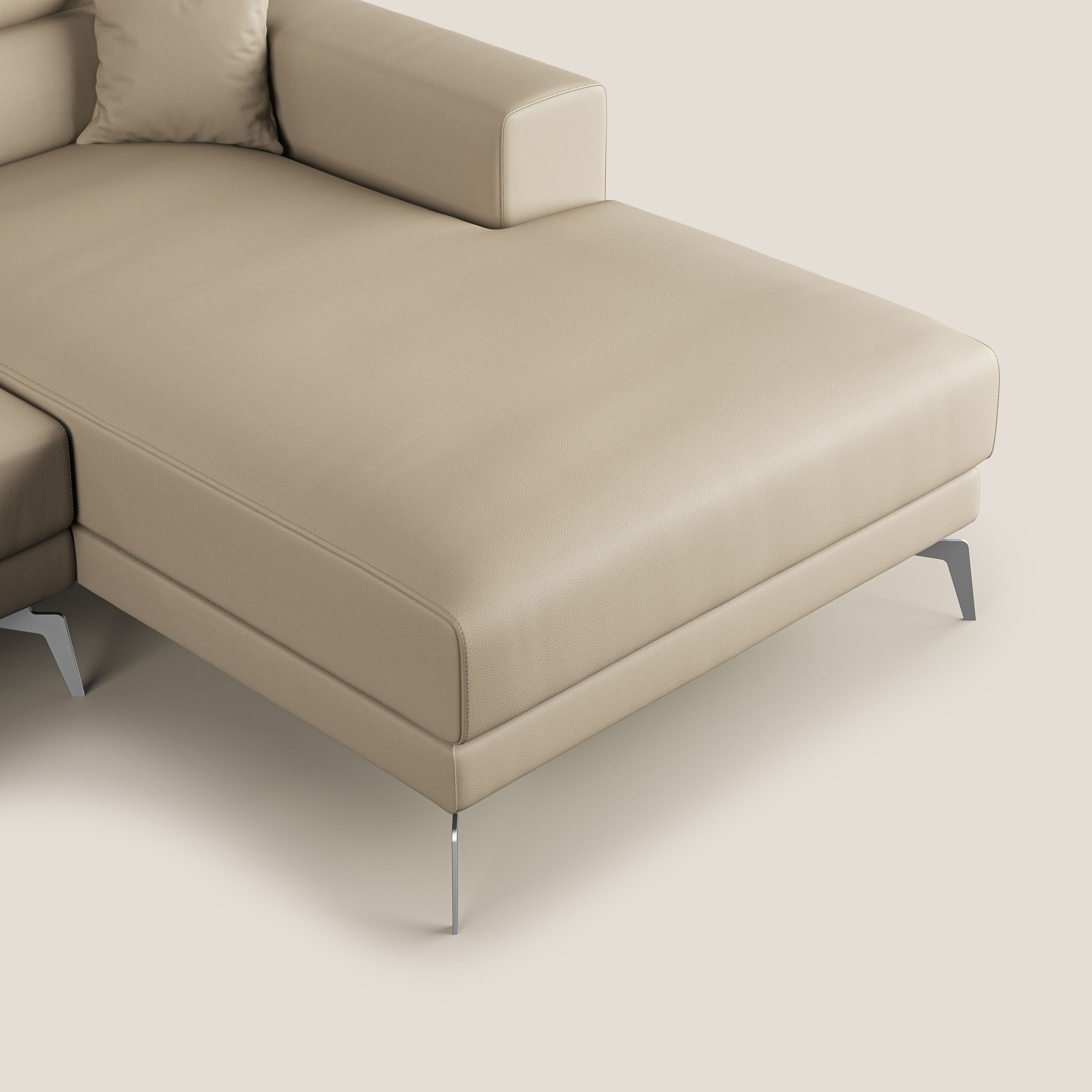 Blade Divano moderno angolare con poggiatesta reclinabili in Ecopelle T04 panna - divani.store