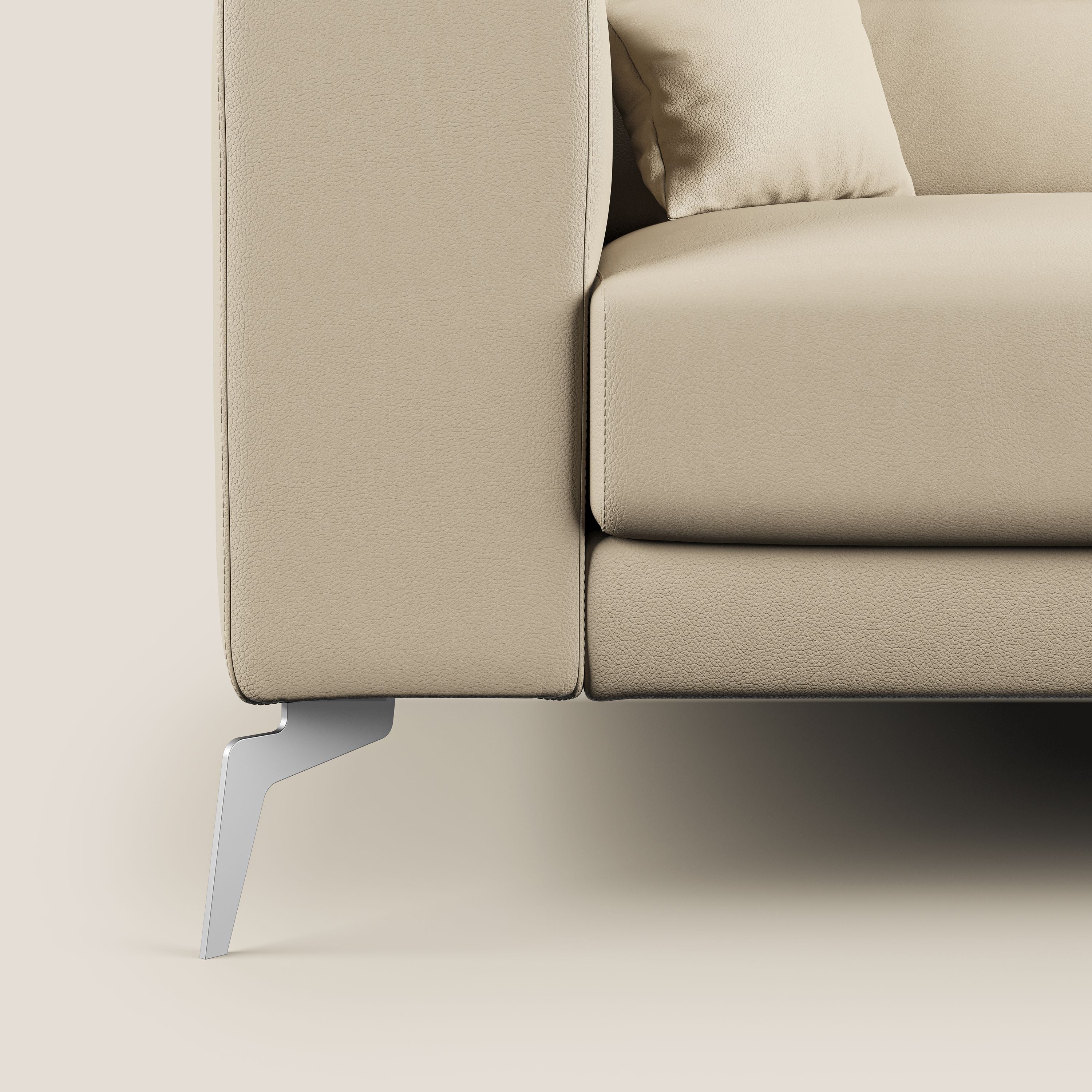 Blade Divano moderno angolare con poggiatesta reclinabili in Ecopelle T04 panna - divani.store