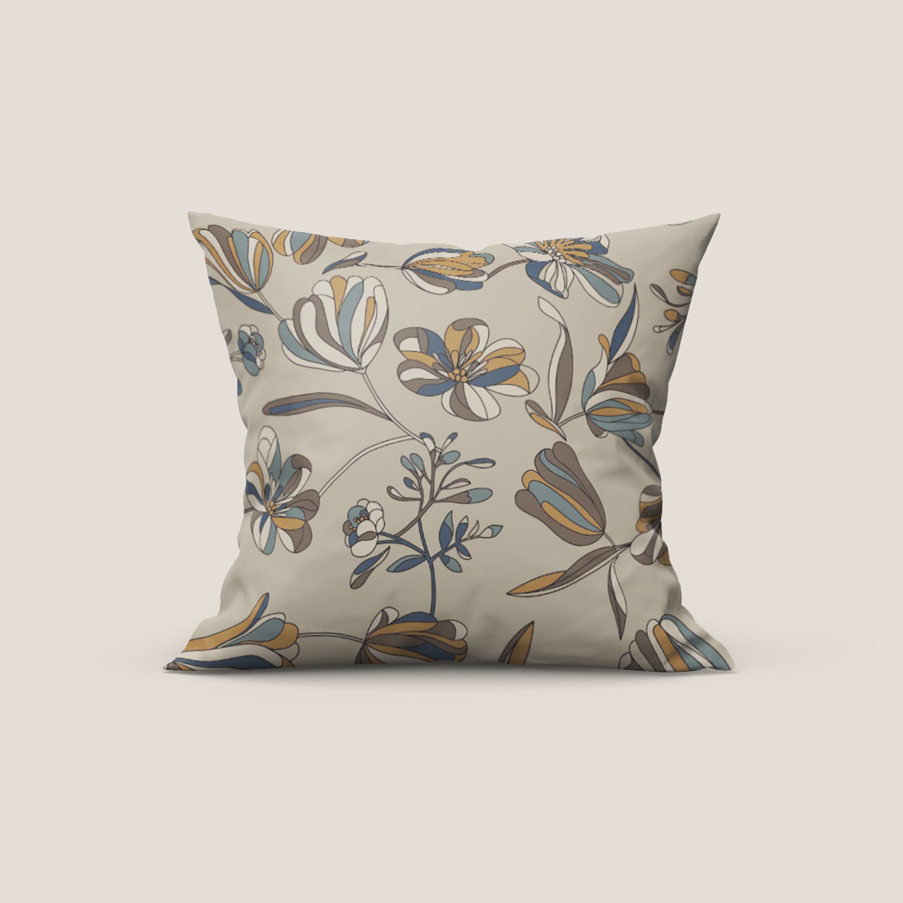 Omika collezione cuscini a fantasie multicolor in velluto impermeabile beige - divani.store