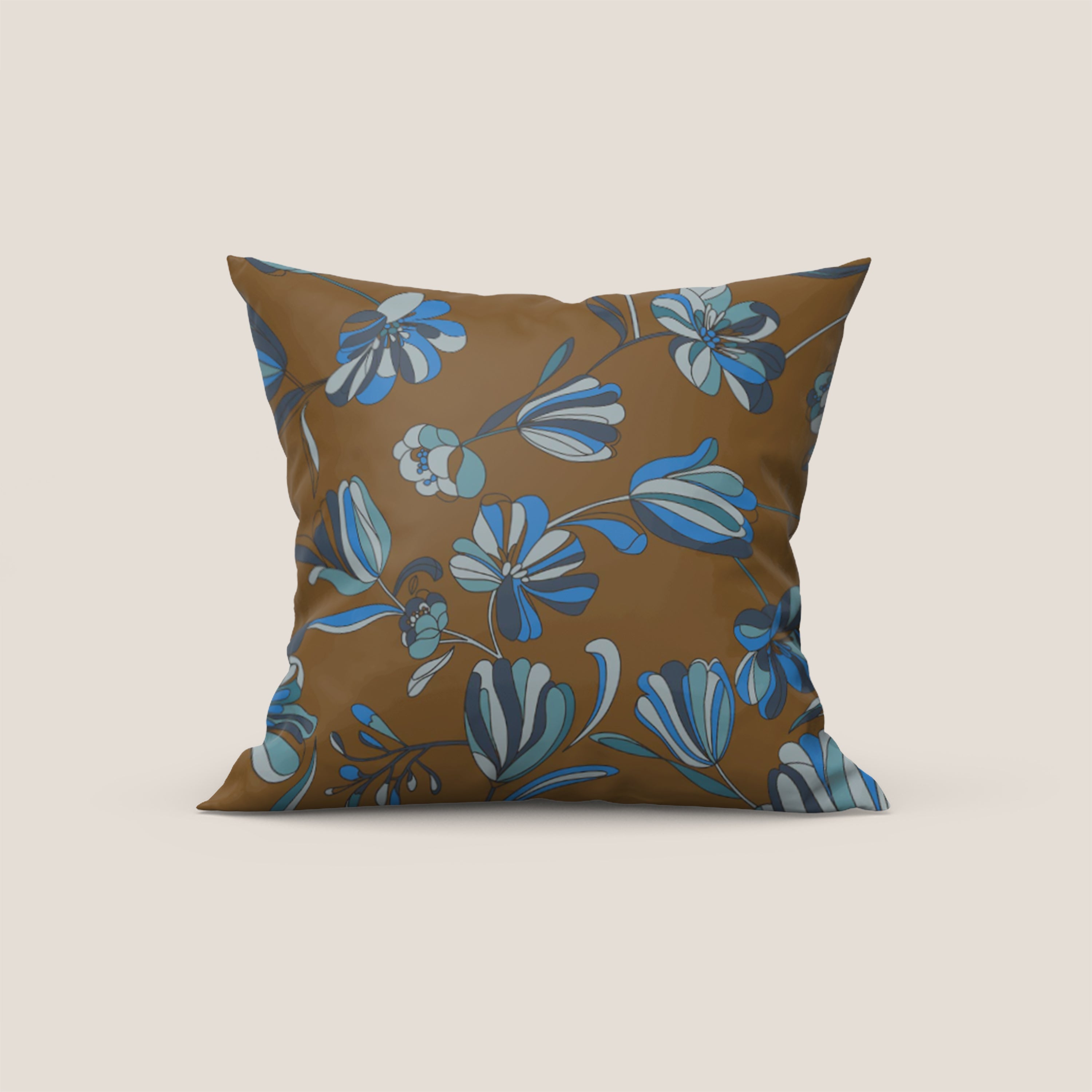 Omika collezione cuscini a fantasie multicolor in velluto impermeabile marrone - divani.store