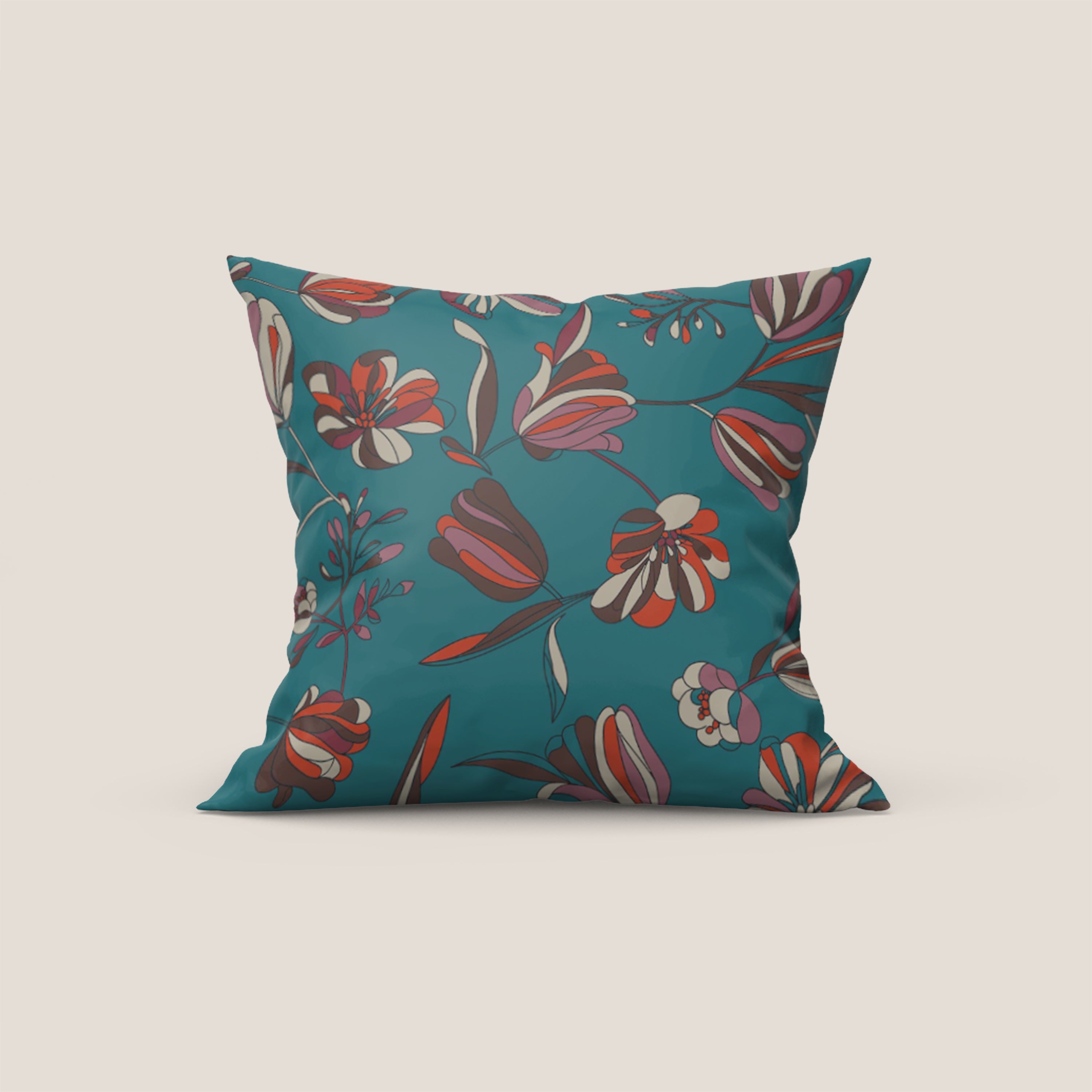 Omika collezione cuscini a fantasie multicolor in velluto impermeabile petrolio - divani.store