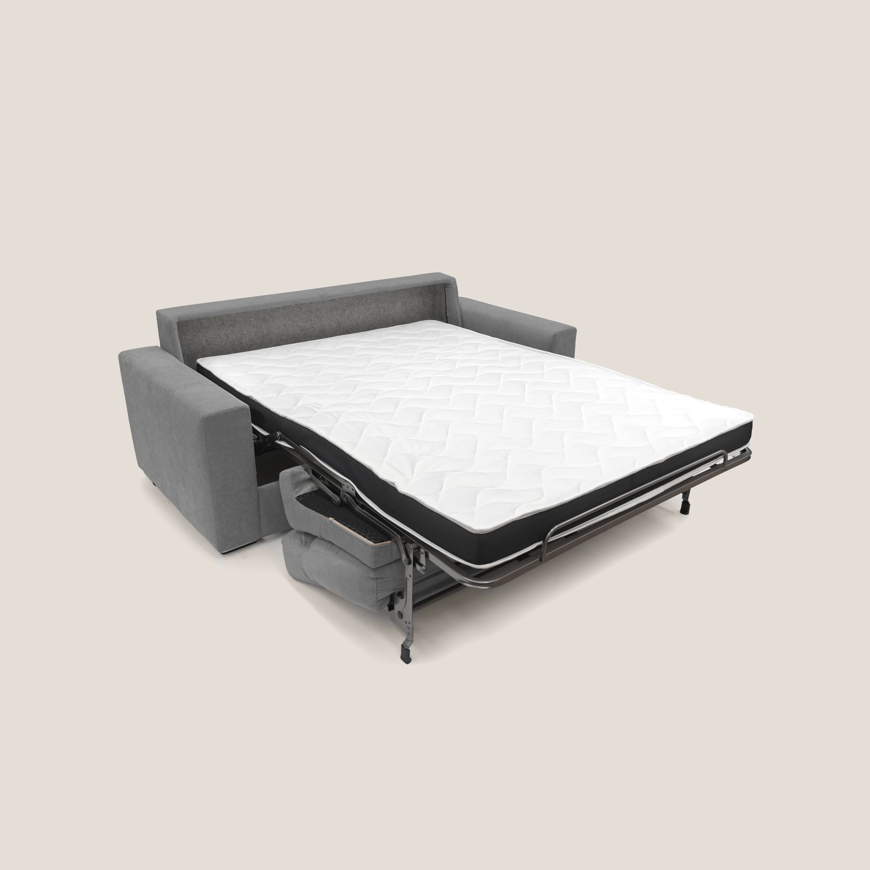 Nikita Divano letto matrimoniale con schienale morbido alto e rivestimento T02 grigio - divani.store