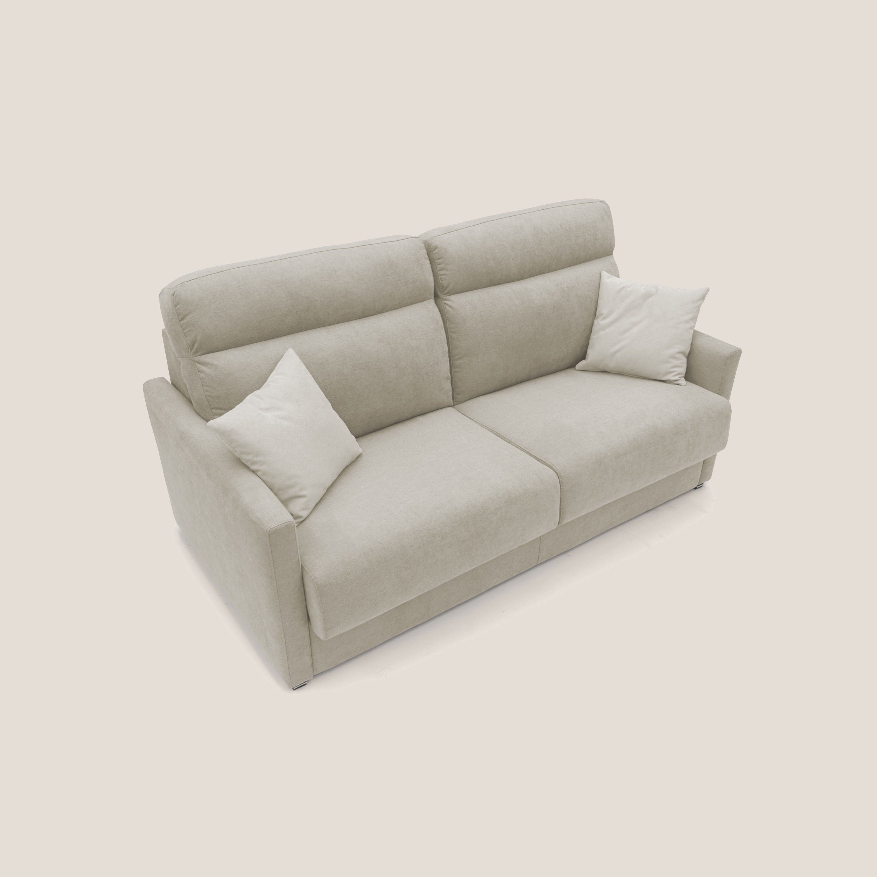 Margot Divano letto matrimoniale con schienale morbido alto in tessuto T02 panna - divani.store