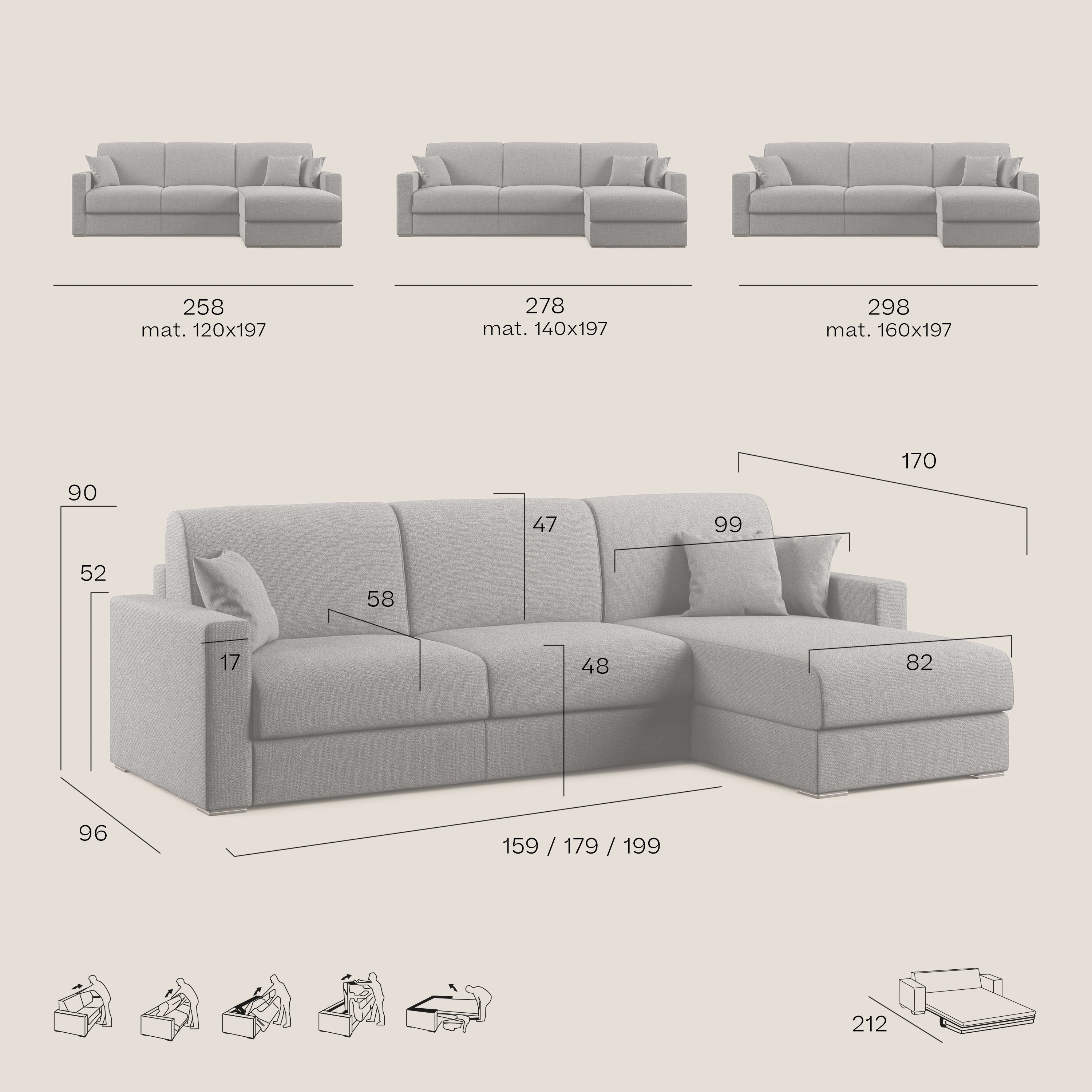 Best Divano letto angolare con penisola in tessuto smacchiabile QuickClean T08 grigio - divani.store