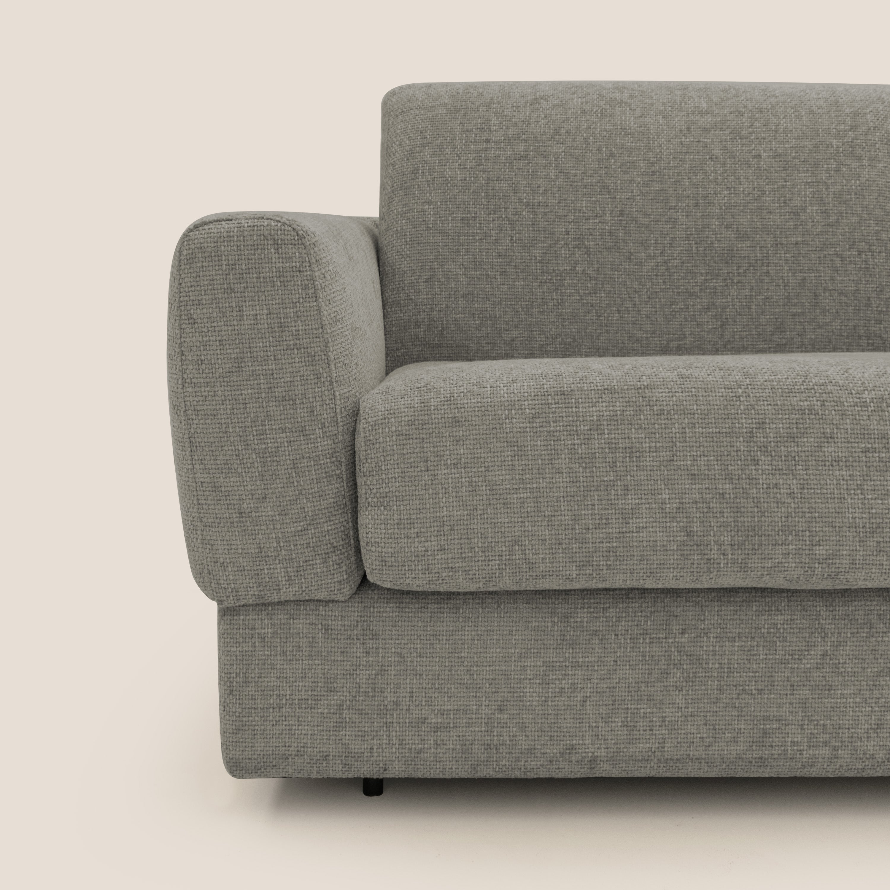 Happy Divano letto matrimoniale con materasso h18 cm in tessuto impermeabile T10 talpa - divani.store