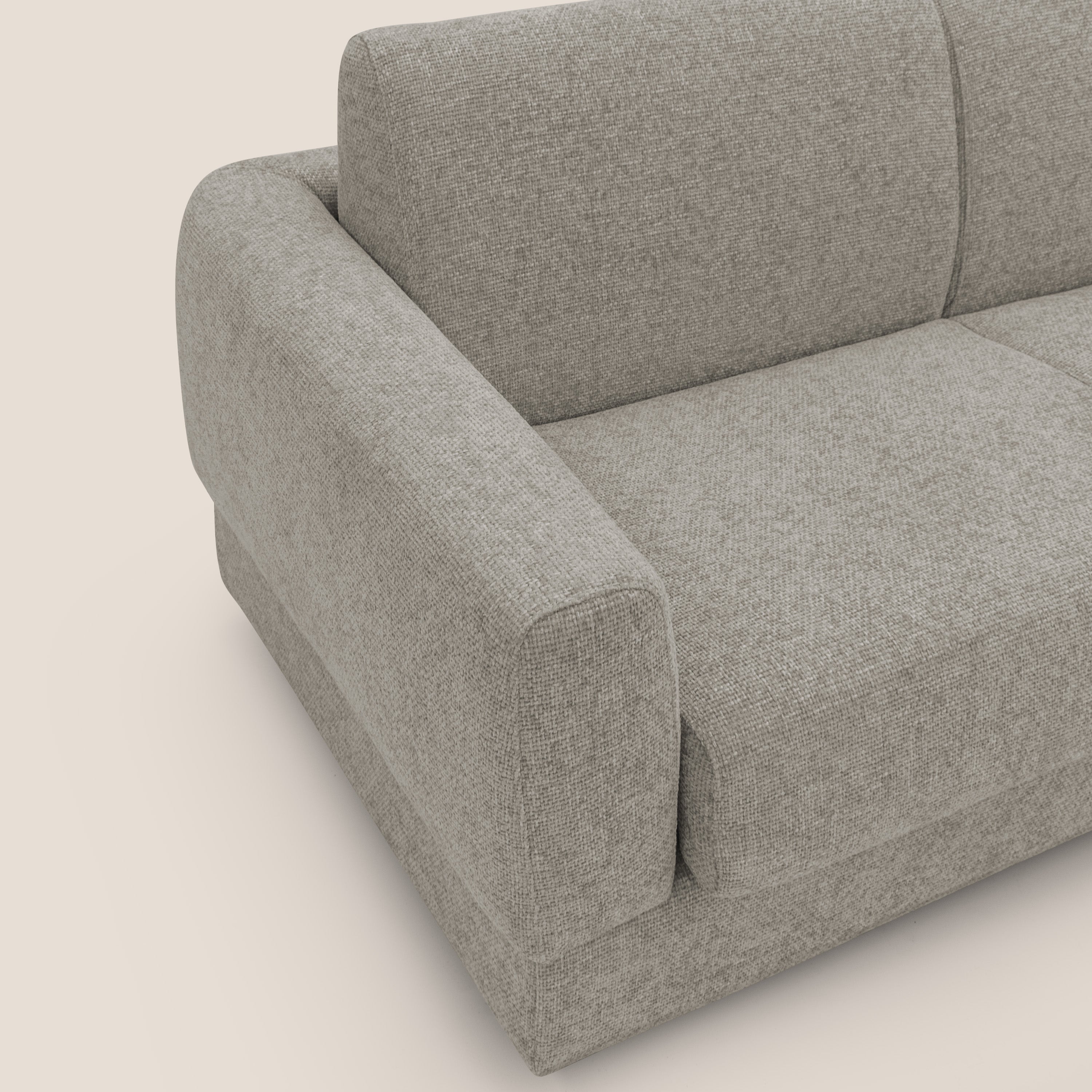 Happy Divano letto matrimoniale con materasso h18 cm in tessuto impermeabile T10 tortora - divani.store