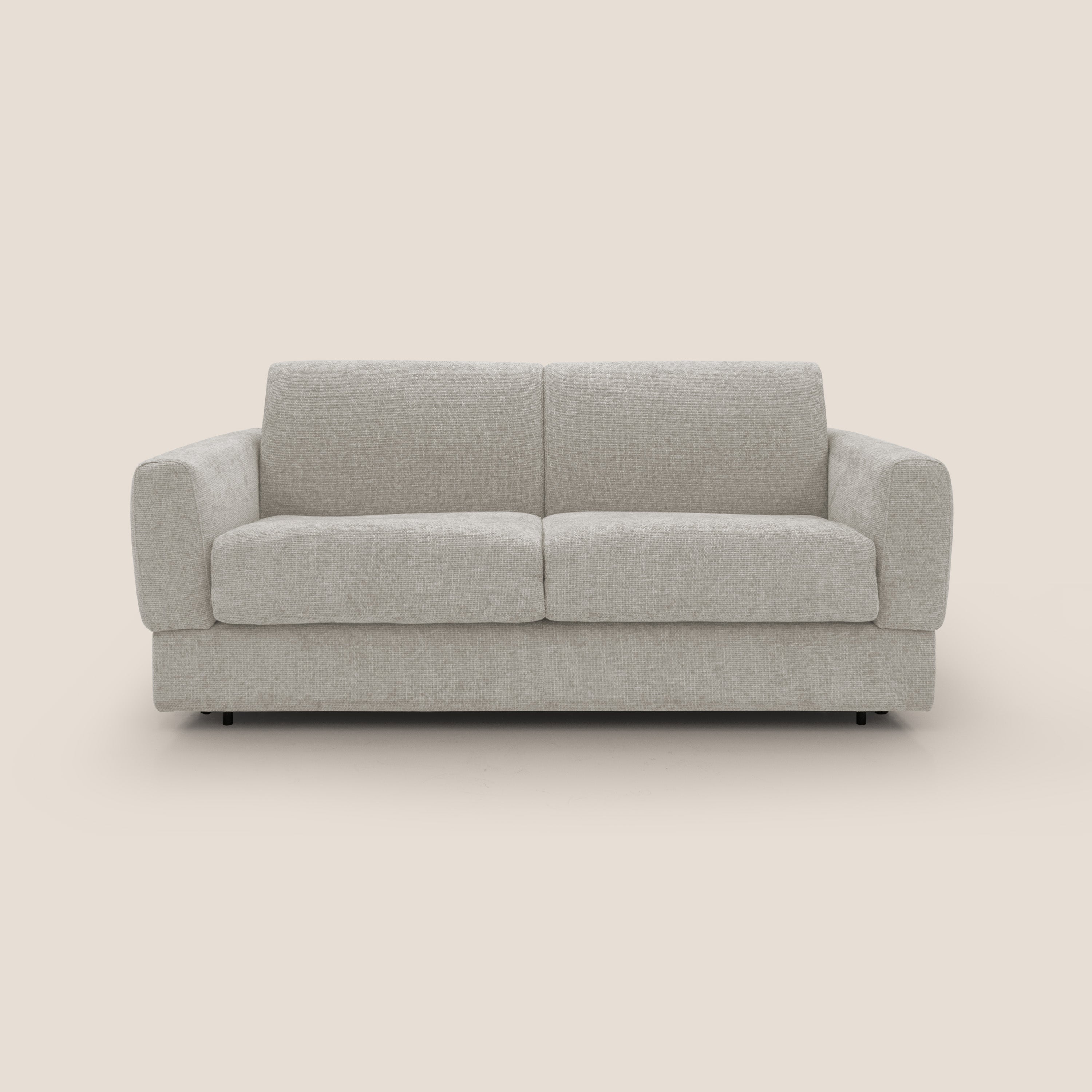 Happy Divano letto matrimoniale con materasso h18 cm in tessuto impermeabile T10 panna - divani.store