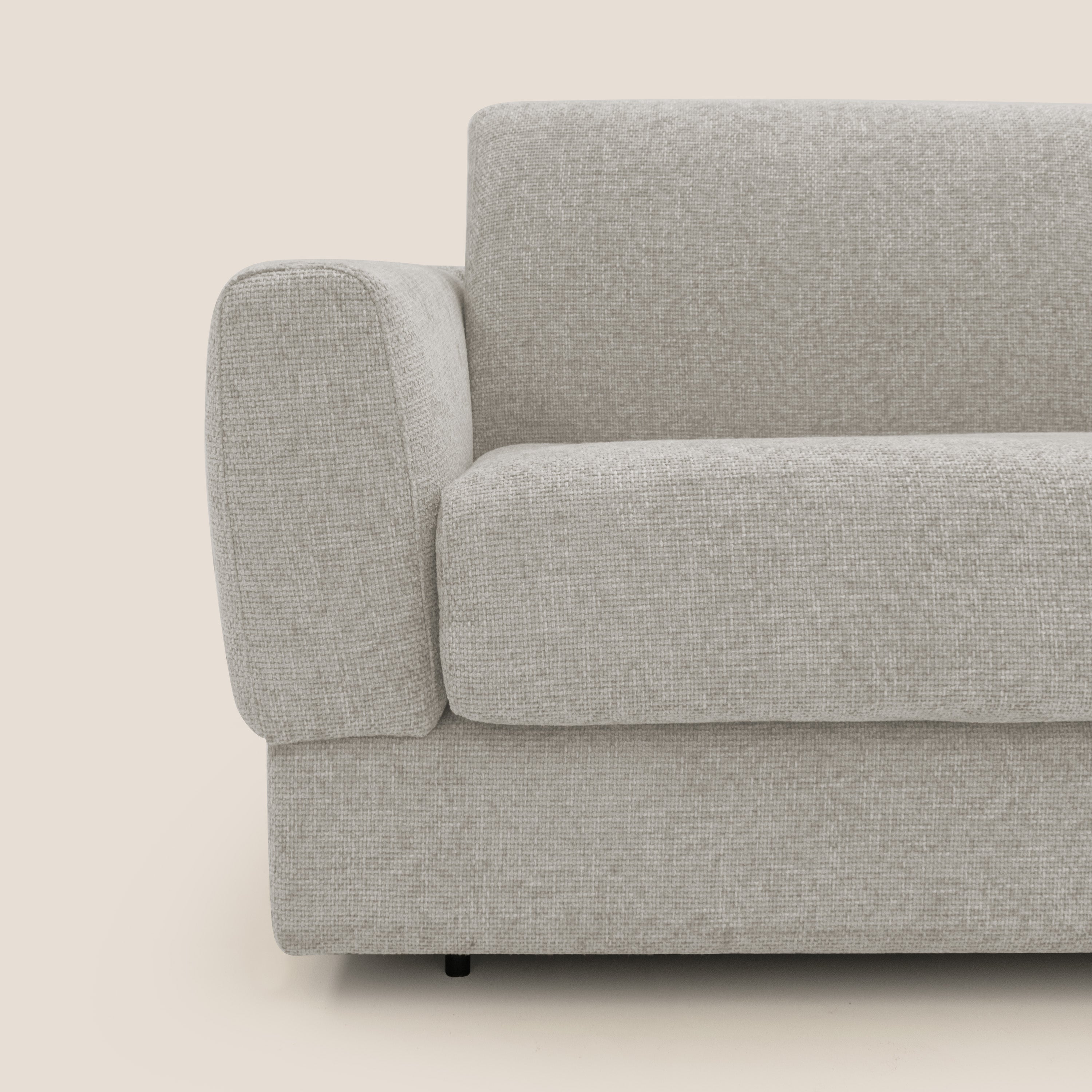 Happy Divano letto matrimoniale con materasso h18 cm in tessuto impermeabile T10 panna - divani.store