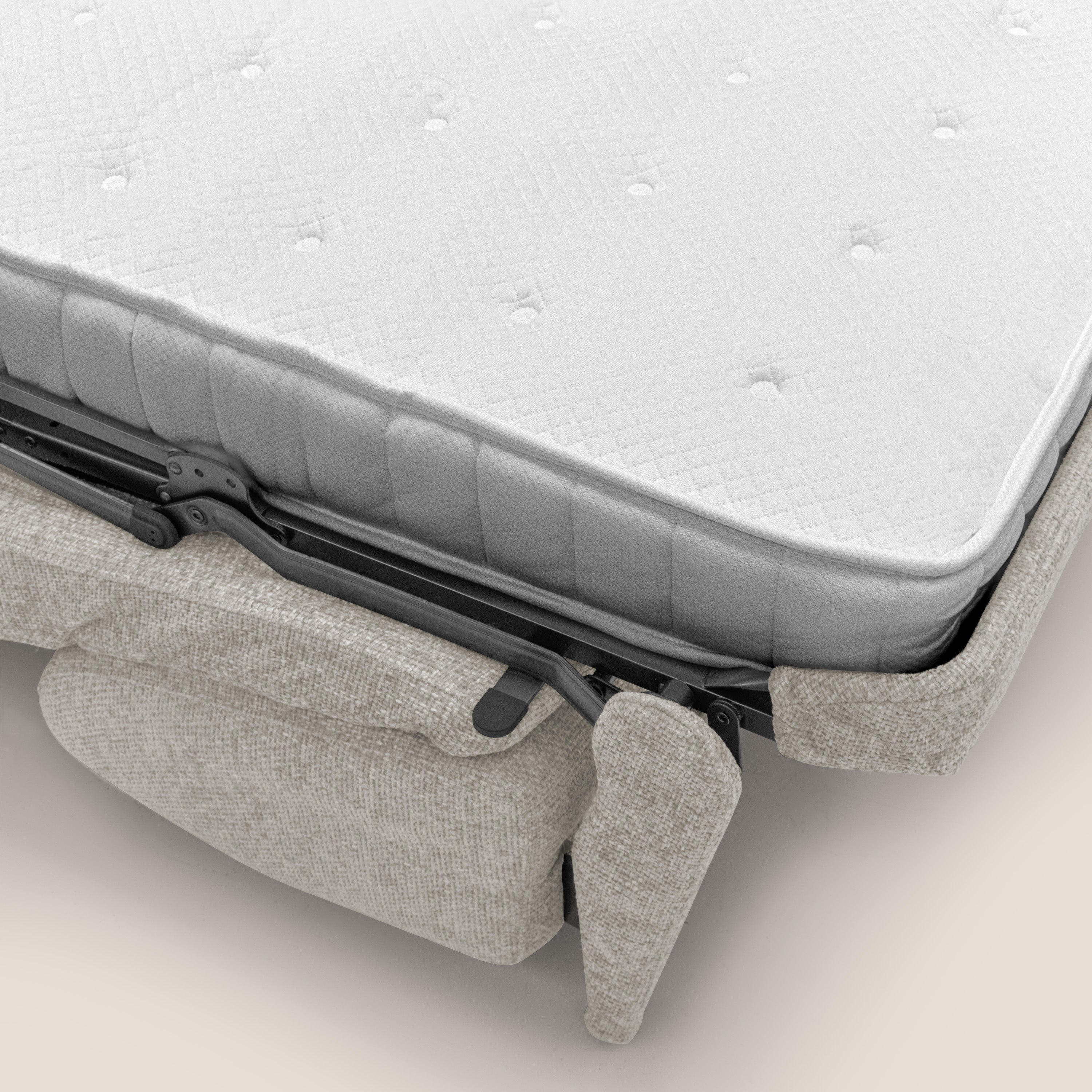 Happy Divano letto matrimoniale con materasso h18 cm in tessuto impermeabile T10 panna - divani.store