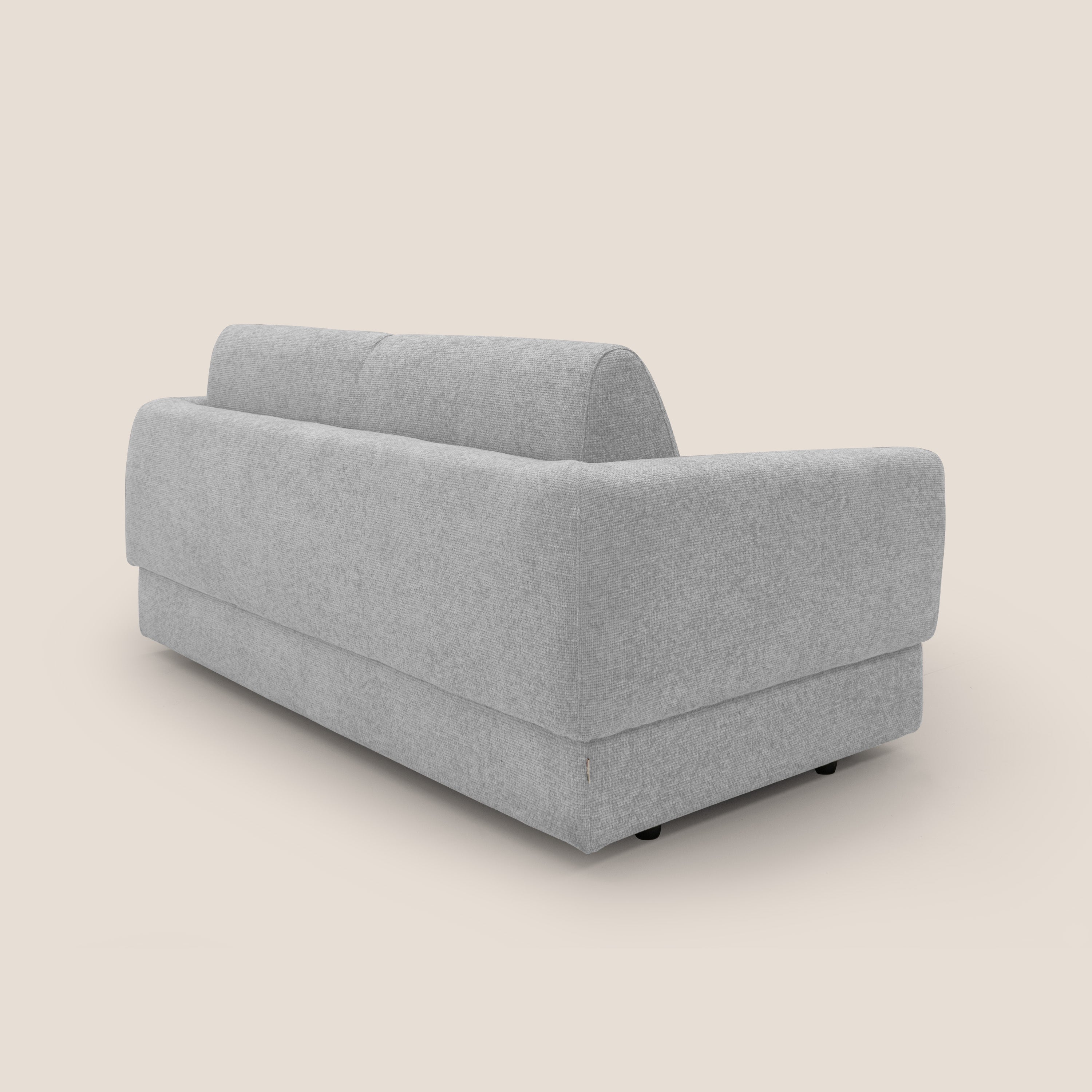 Happy Divano letto matrimoniale con materasso h18 cm in tessuto impermeabile T10 grigio chiaro - divani.store