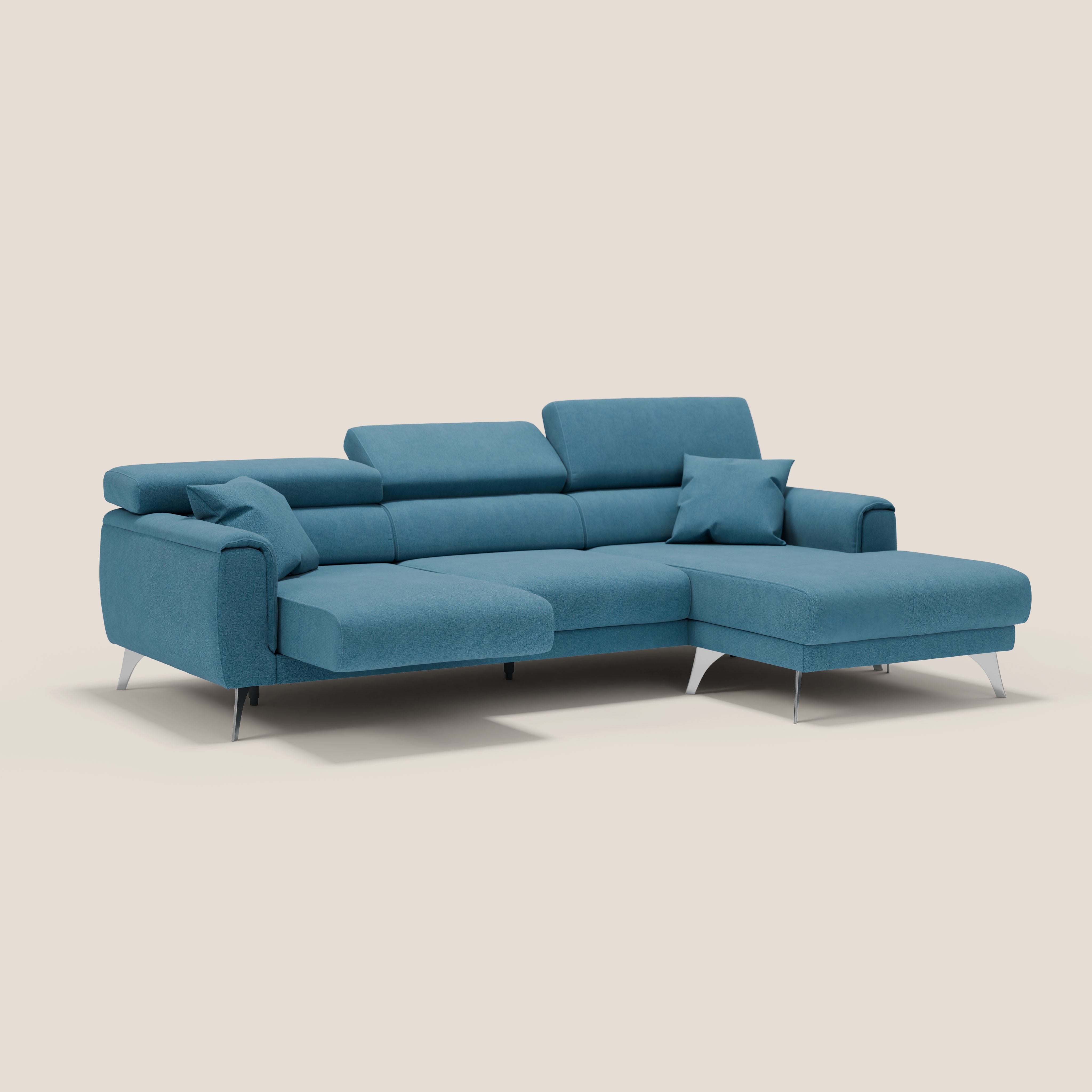 Caravaggio Divano angolare con sedute scorrevoli in tessuto morbido impermeabile T02 - divani.store