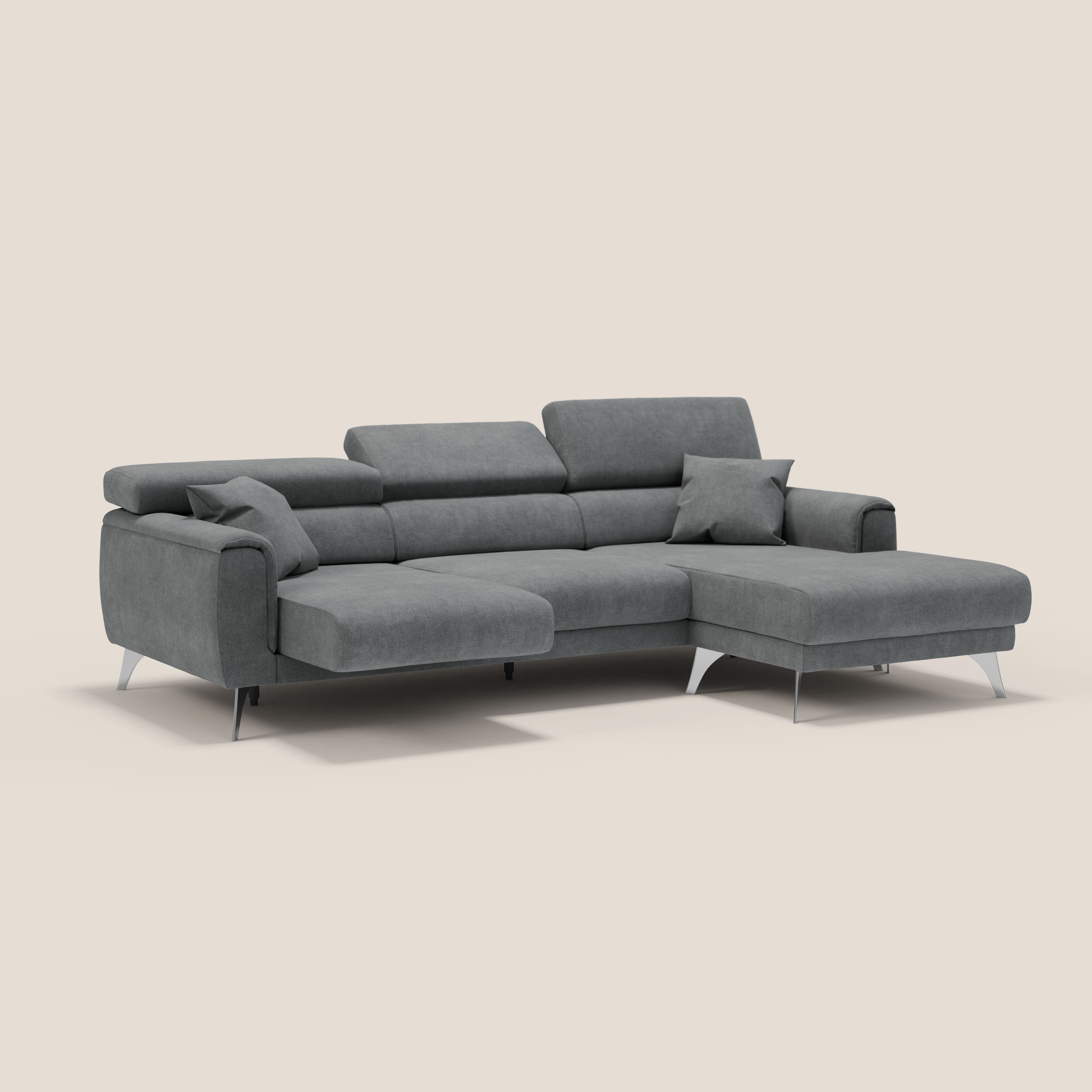 Caravaggio Divano angolare con sedute scorrevoli in tessuto morbido impermeabile T02 - divani.store