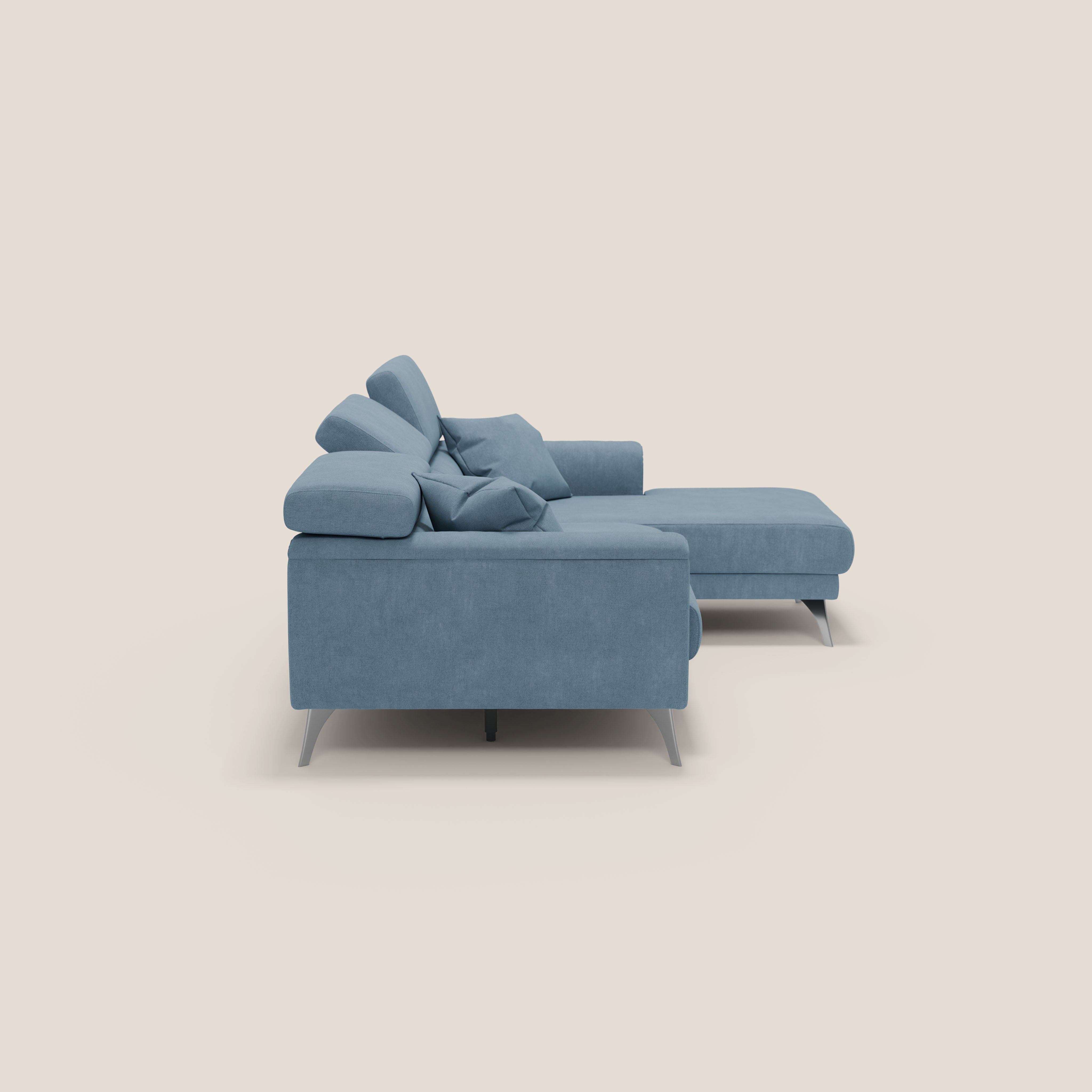 Caravaggio Divano angolare con sedute scorrevoli in tessuto morbido impermeabile T02 carta da zucchero - divani.store