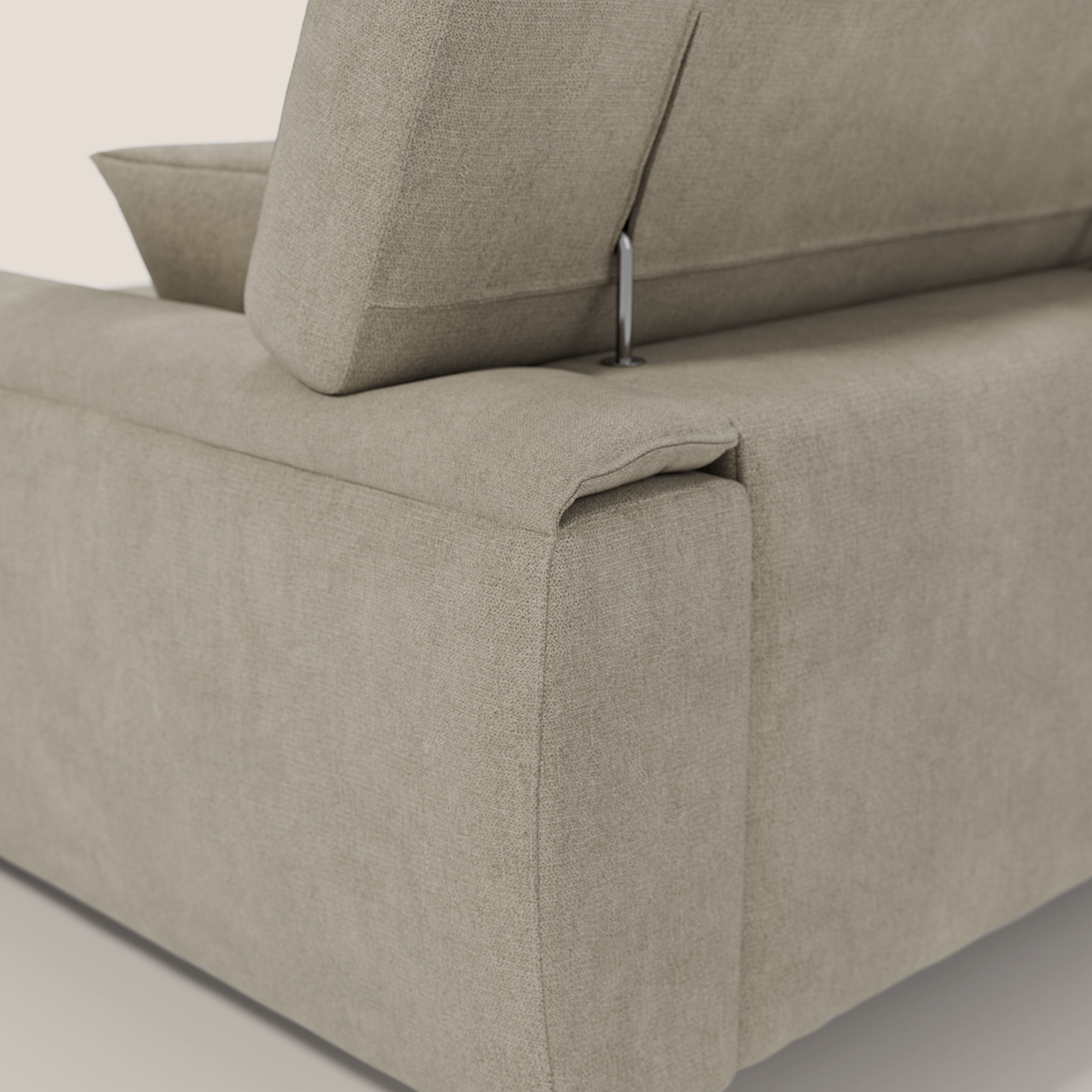 Caravaggio Divano angolare con sedute scorrevoli in tessuto morbido impermeabile T02 panna - divani.store