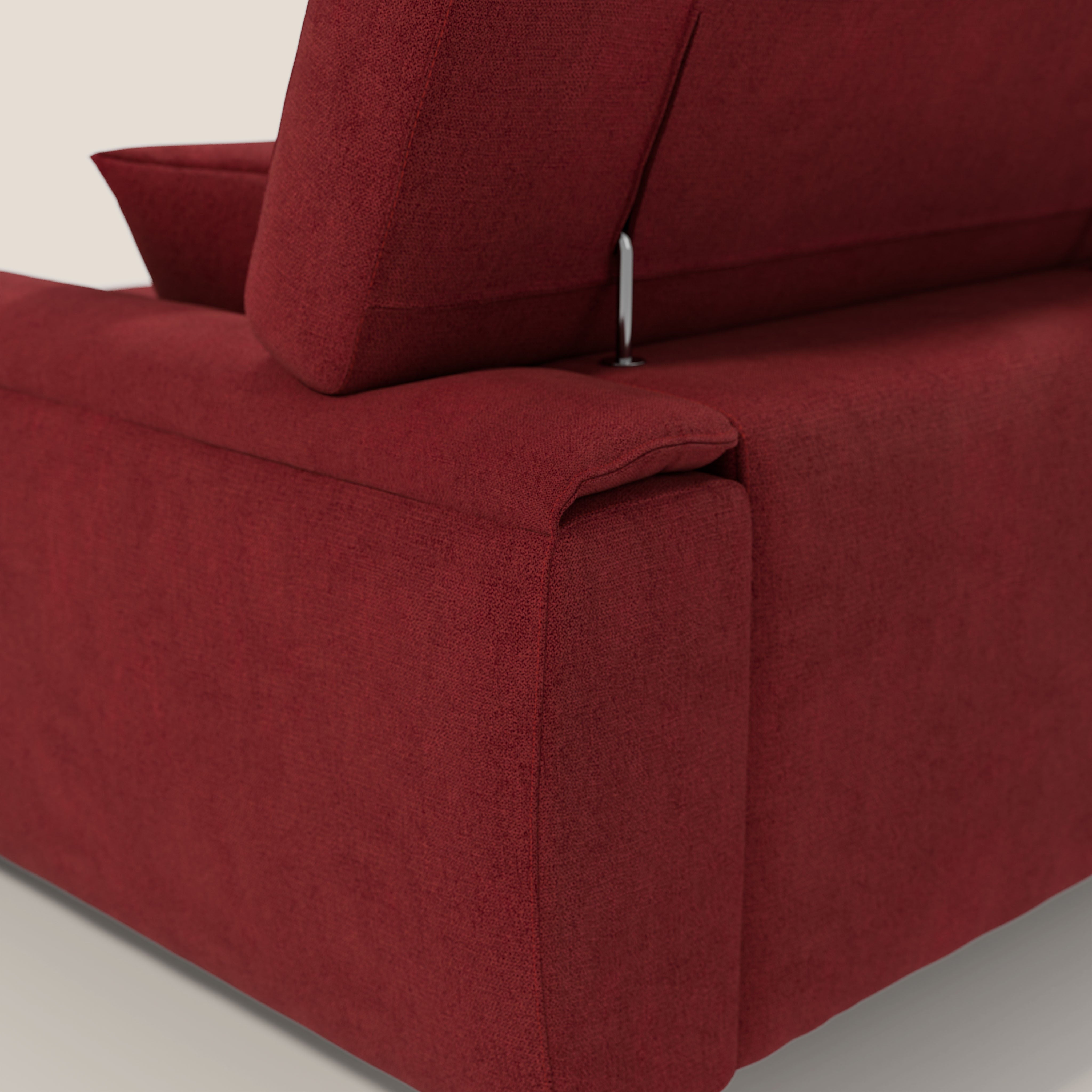 Caravaggio Divano angolare con sedute scorrevoli in tessuto morbido impermeabile T02 rosso - divani.store