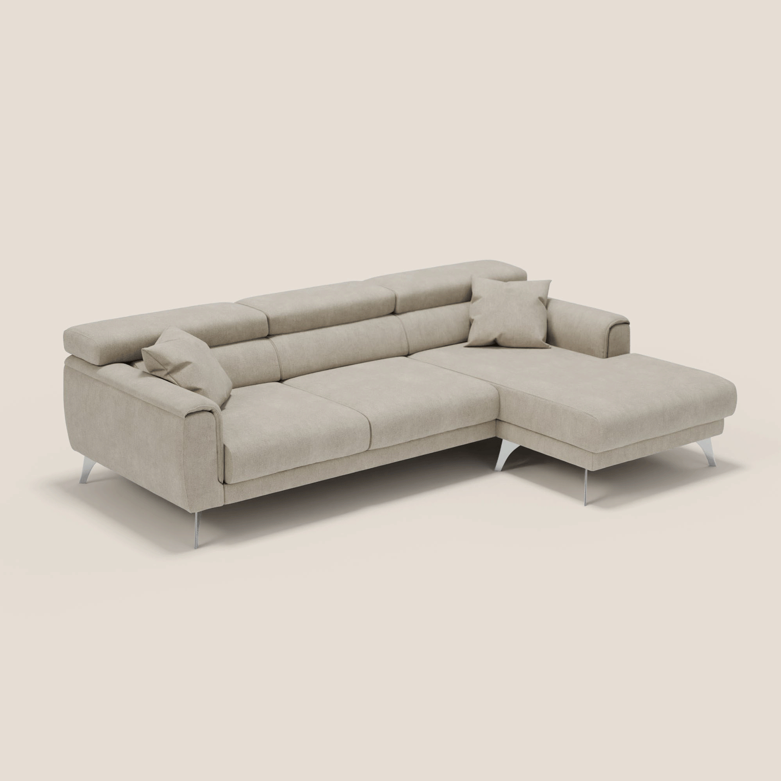 Caravaggio Divano angolare con sedute scorrevoli in tessuto morbido impermeabile T02 - divani.store