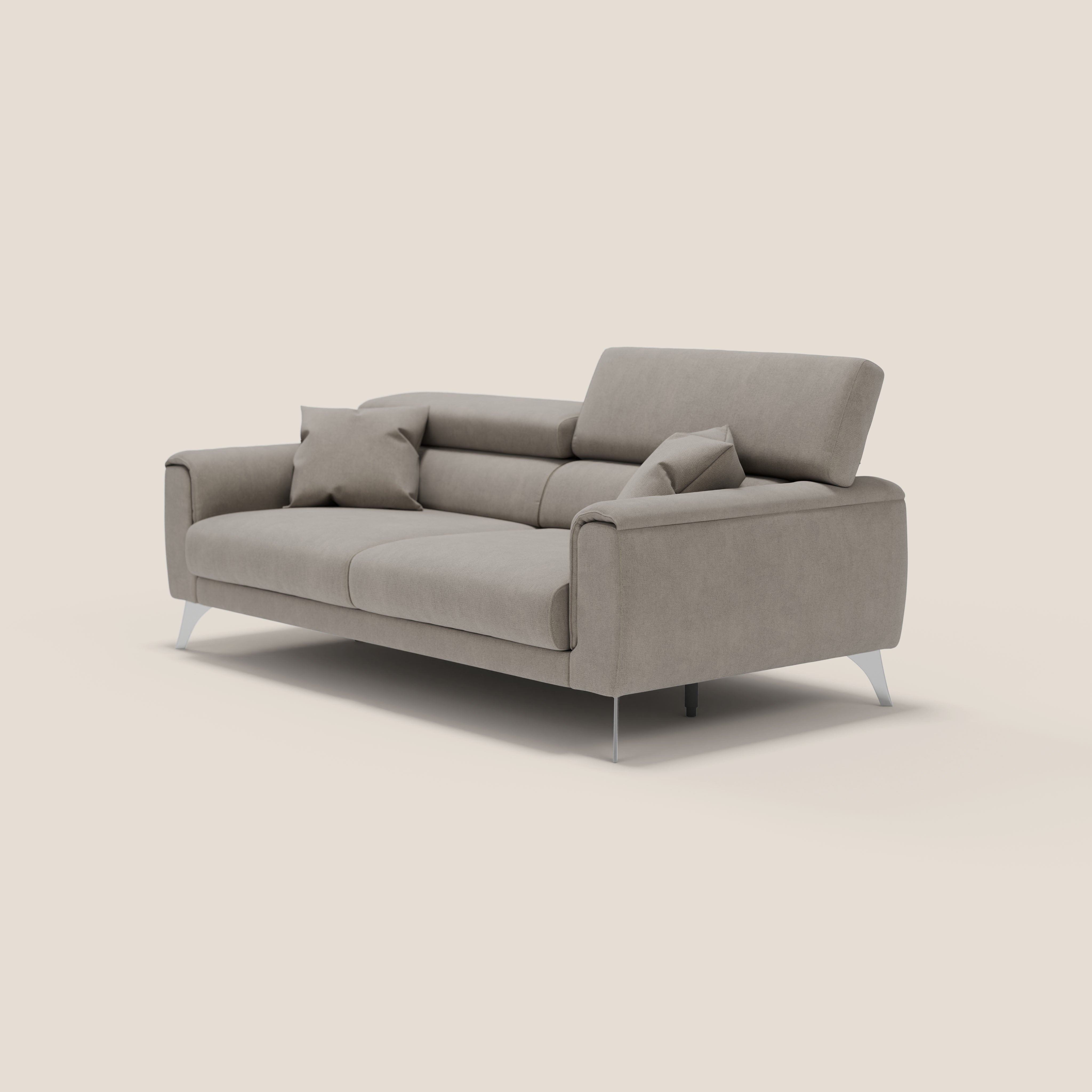 Caravaggio divano con sedute allungabili e poggiatesta reclinabili in tessuto impermeabile T02 beige - divani.store