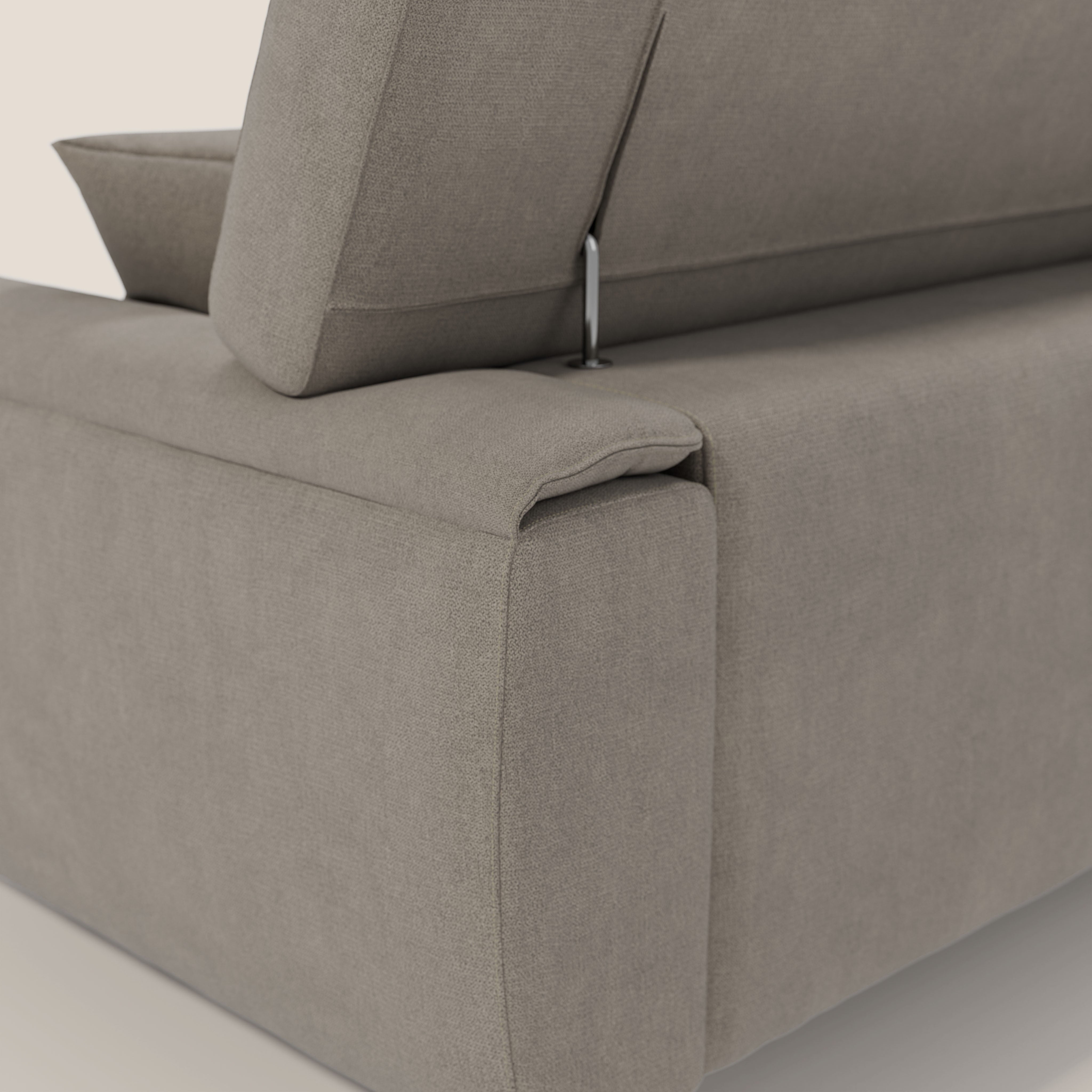 Caravaggio divano con sedute allungabili e poggiatesta reclinabili in tessuto impermeabile T02 beige - divani.store