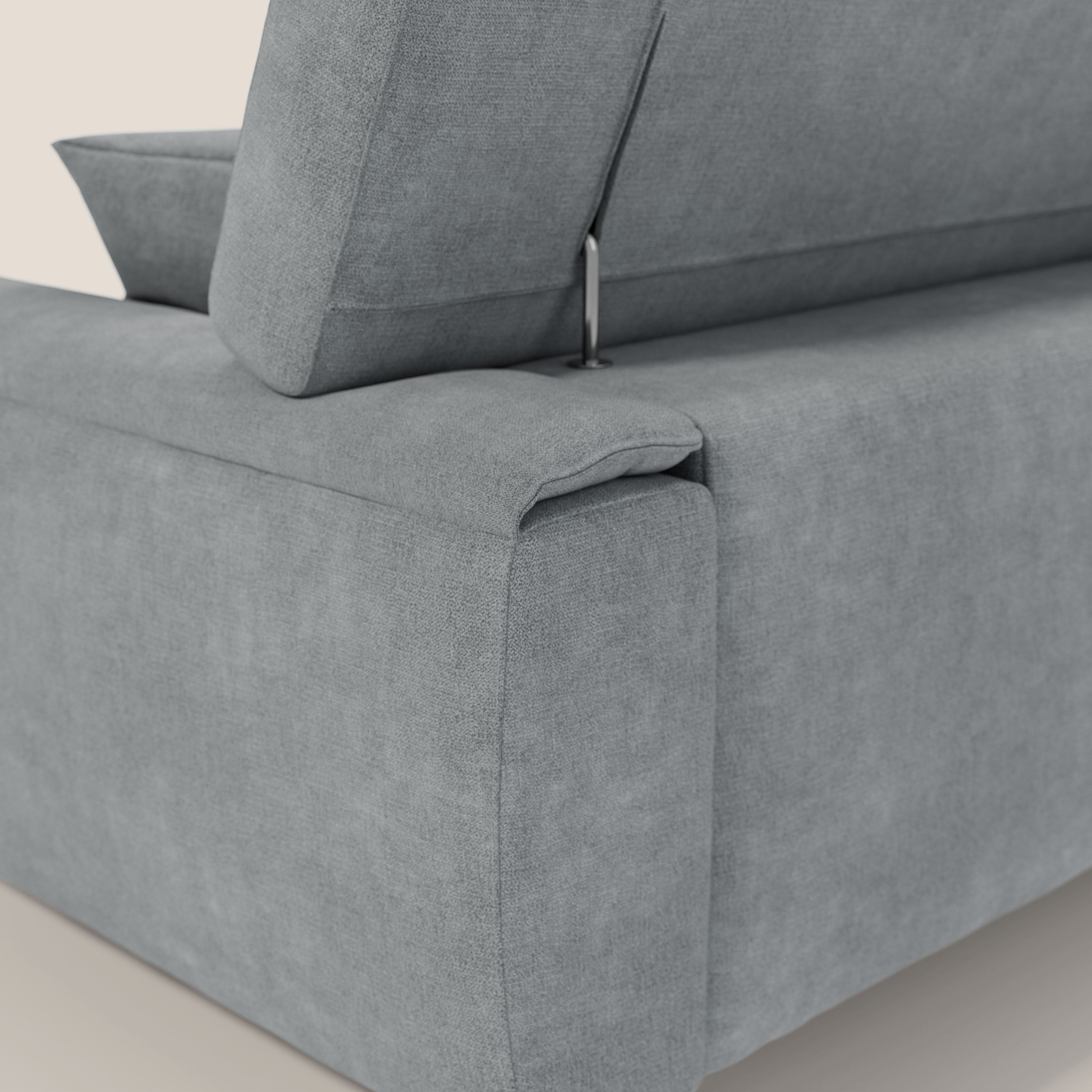 Caravaggio divano con sedute allungabili e poggiatesta reclinabili in tessuto impermeabile T02 grigio chiaro - divani.store