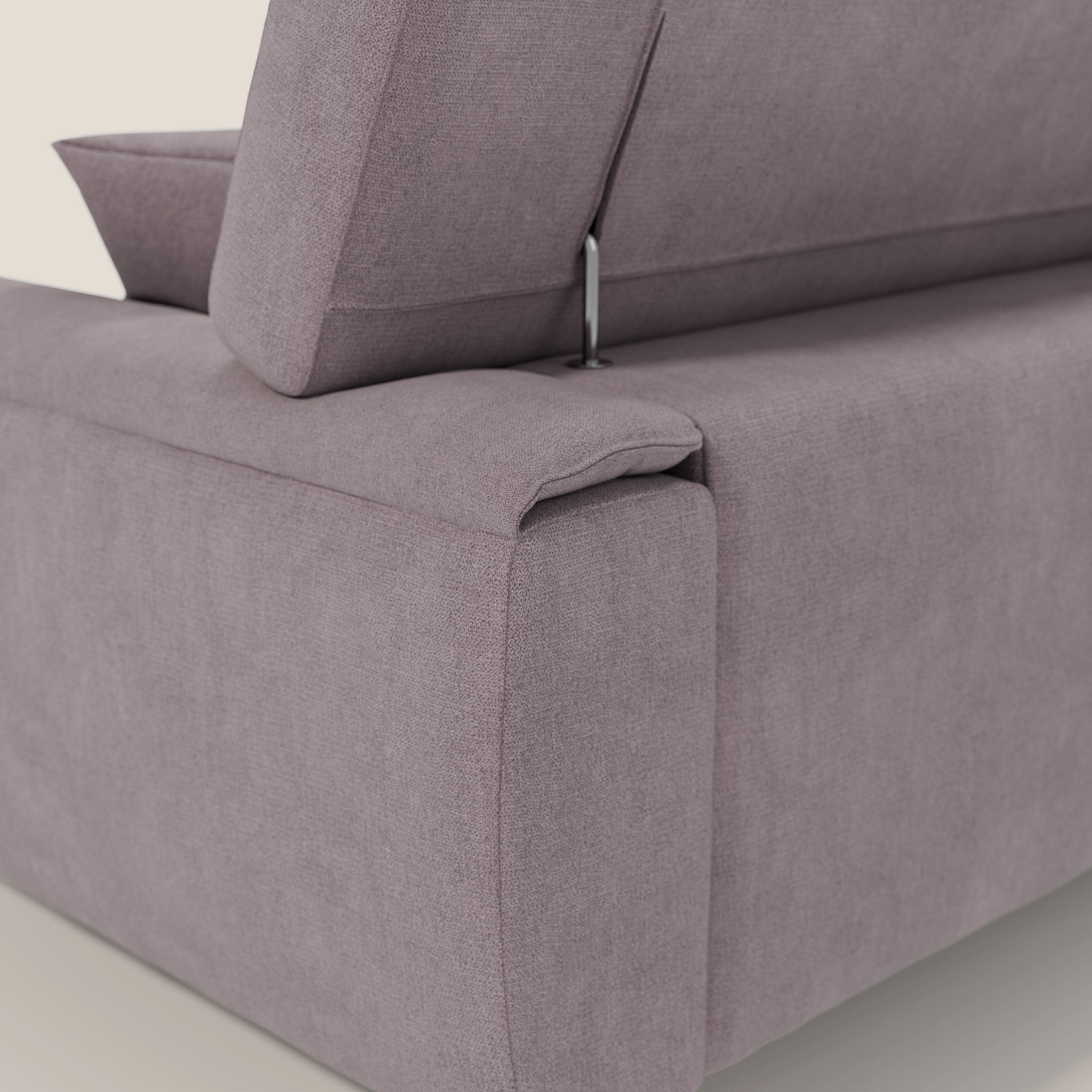 Caravaggio divano con sedute allungabili e poggiatesta reclinabili in tessuto impermeabile T02 rosa - divani.store