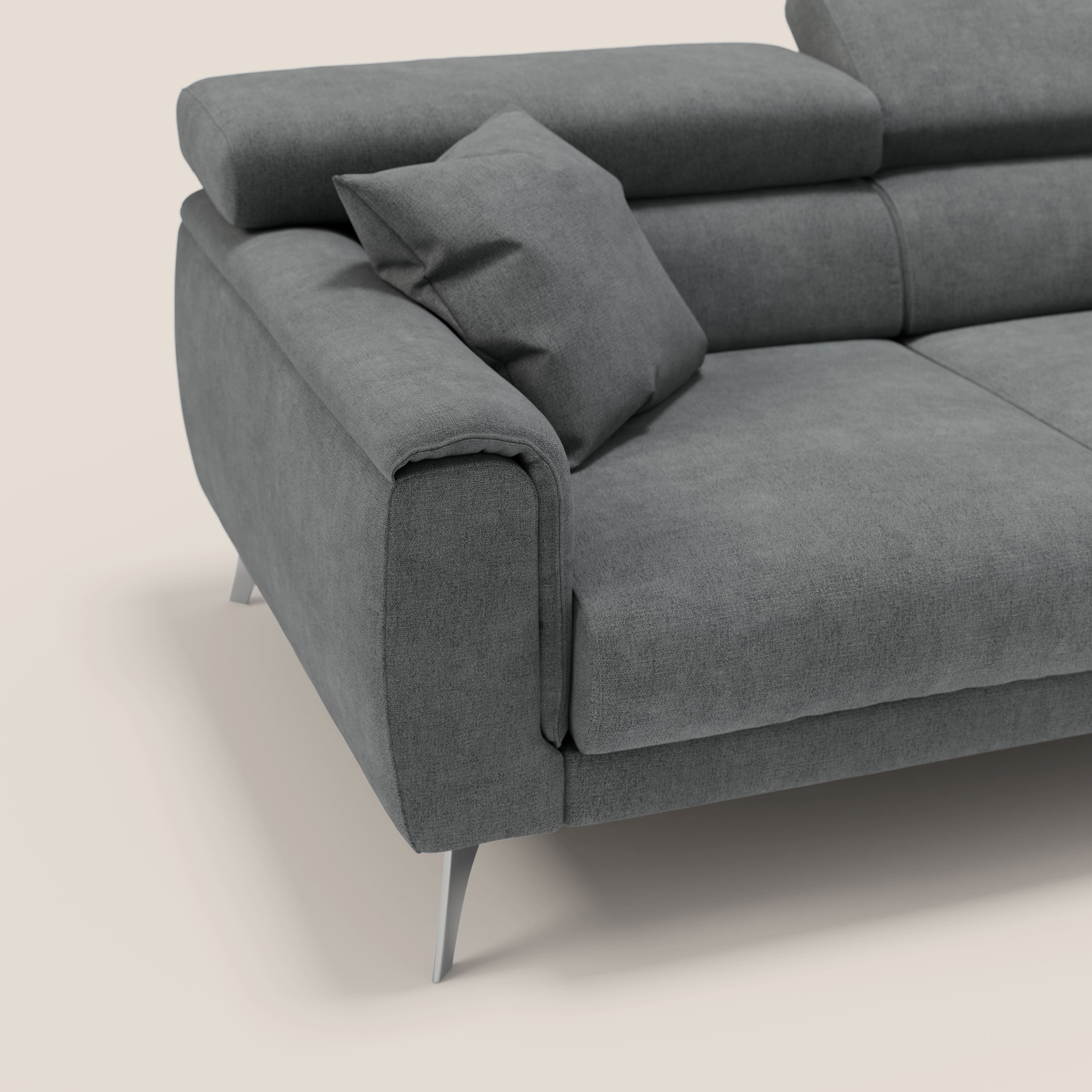 Caravaggio divano con 3 sedute allungabili indipendenti e poggiatesta reclinabili in tessuto impermeabile T02 nero - divani.store