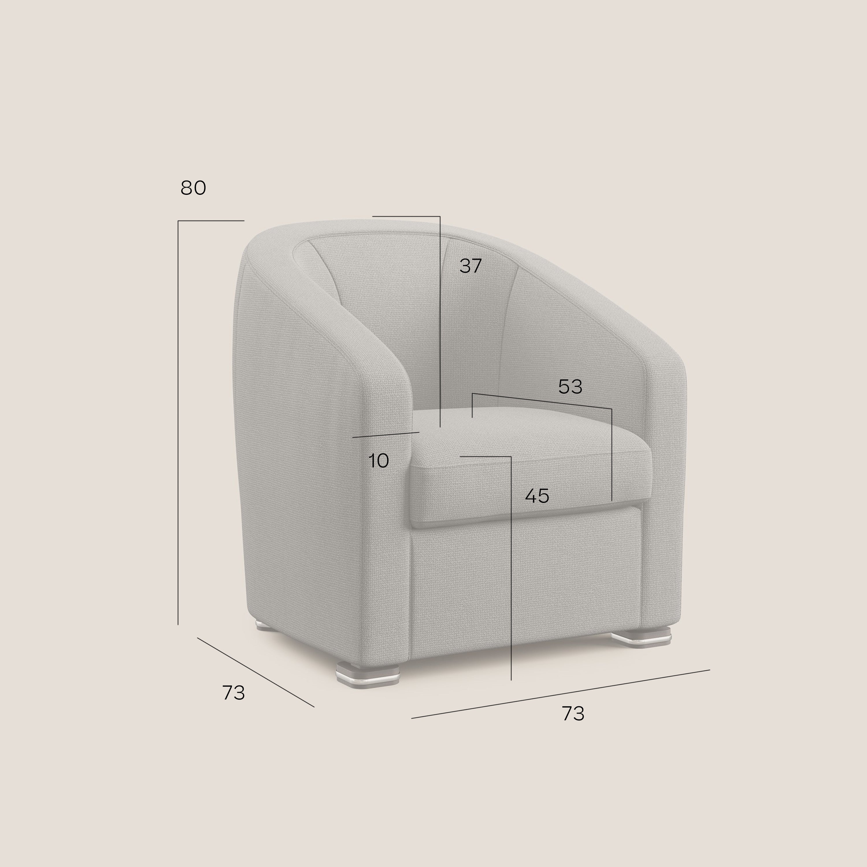 Cloe Poltroncina in tessuto smacchiabile con acqua QuickClean T08 azzurro - divani.store