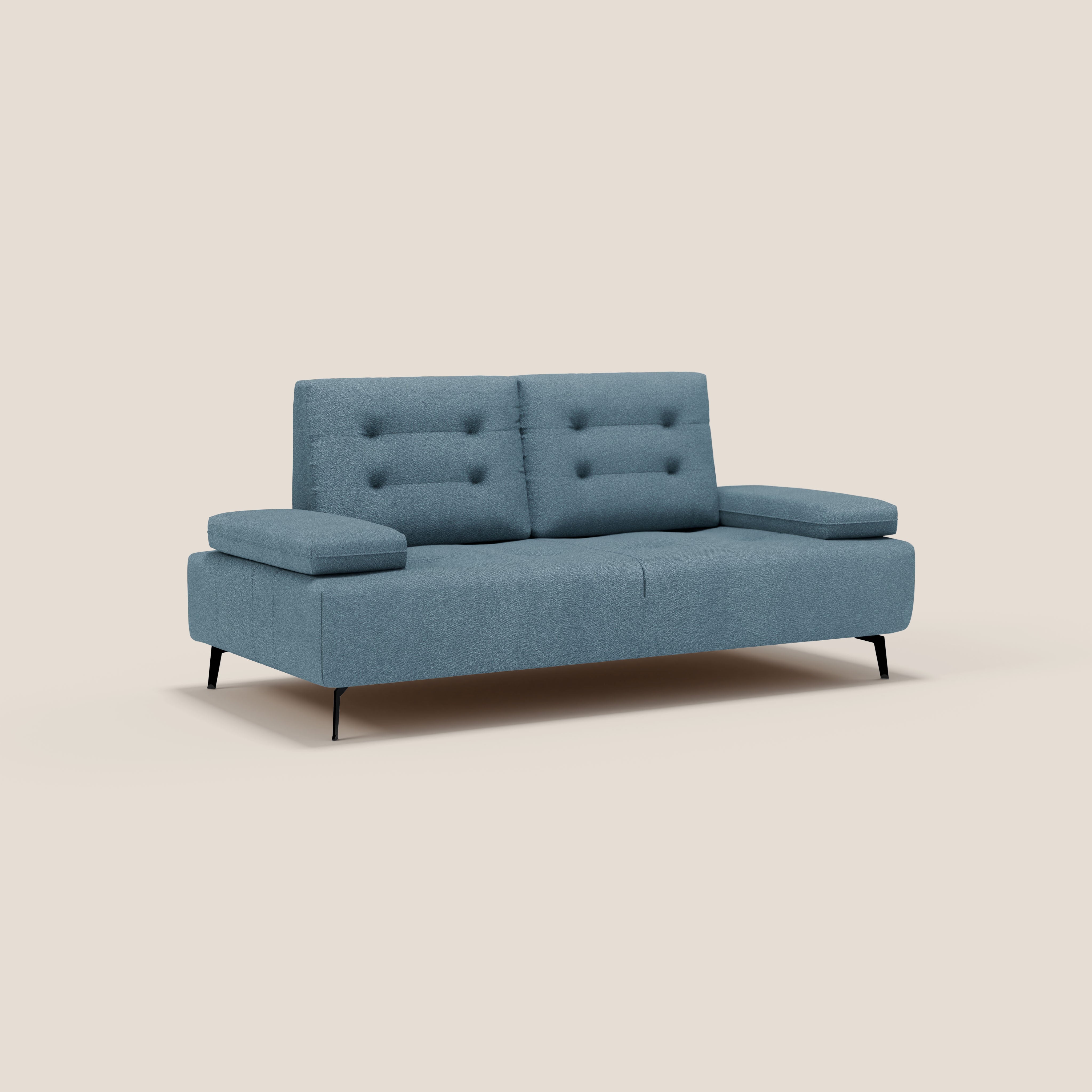 Lugano Divano 3 posti con schienali e braccioli traslanti in morbido bouclé impermeabile T07 - divani.store