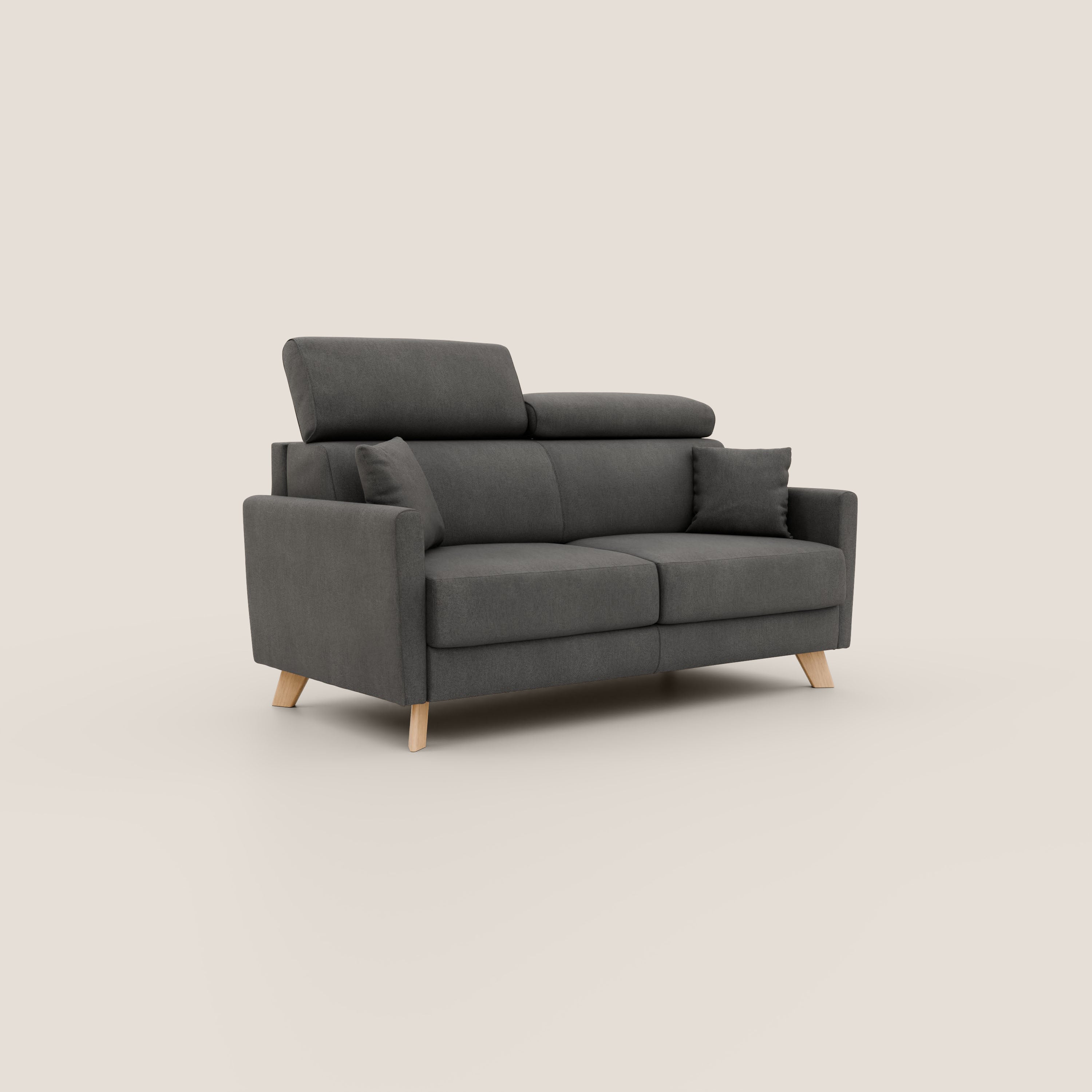 Francy divano letto matrimoniale con poggiatesta regolabili in tessuto impermeabile e smacchiabile T17 - divani.store