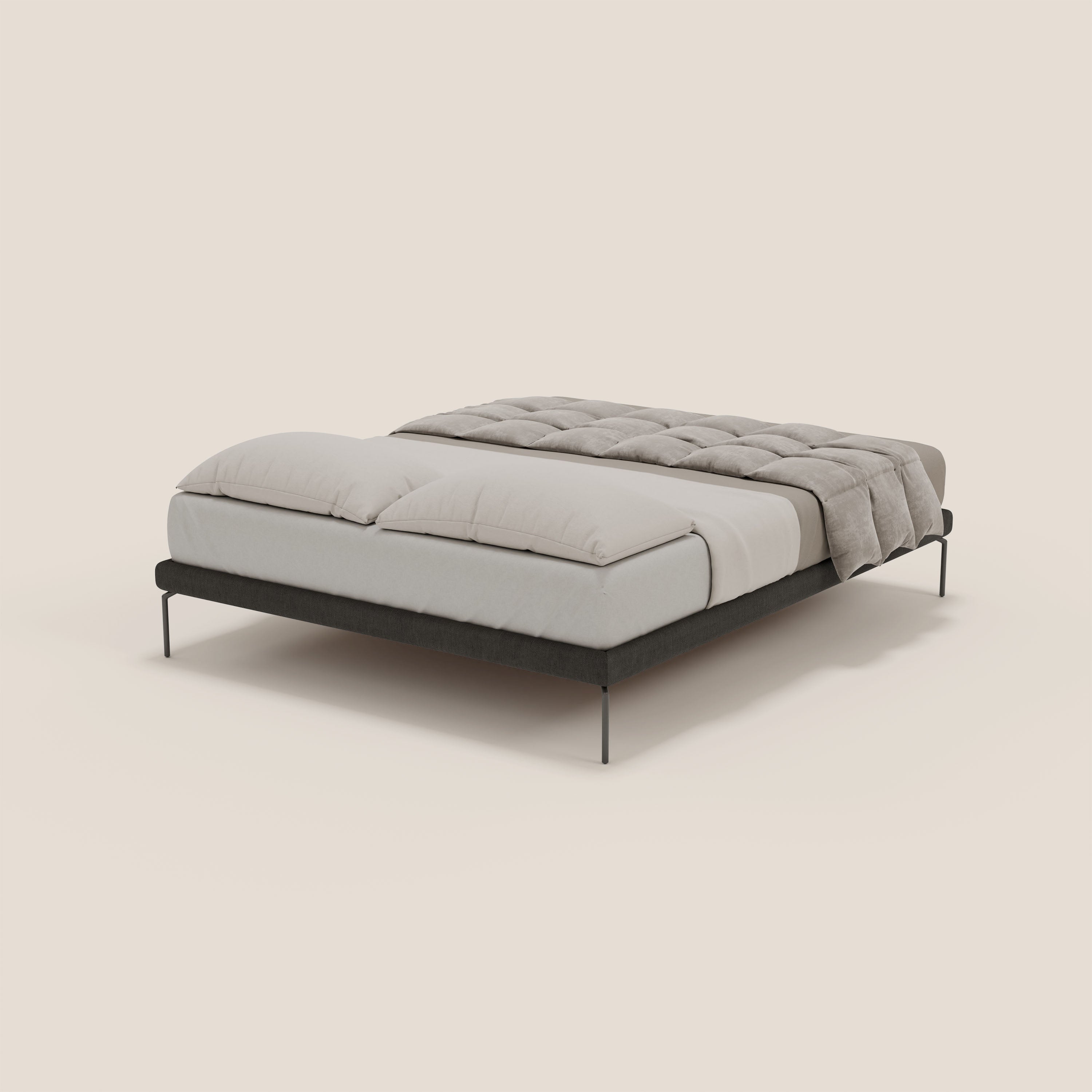 Ring sommier sfoderabile con piedi alti 24 cm in tessuto impermeabile T14 antracite - divani.store