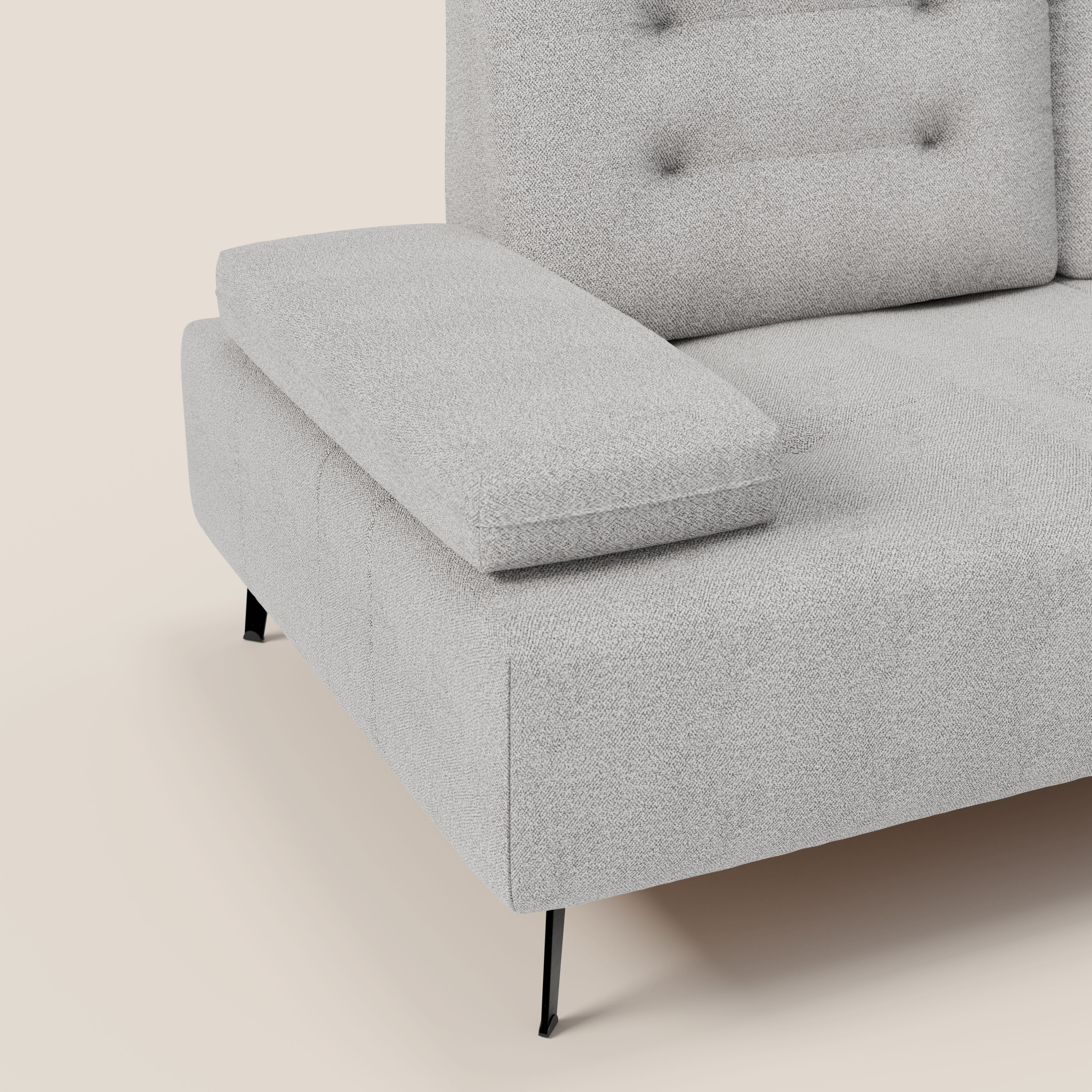 Lugano Divano 3 posti con schienali e braccioli traslanti in morbido bouclé impermeabile T07 - divani.store